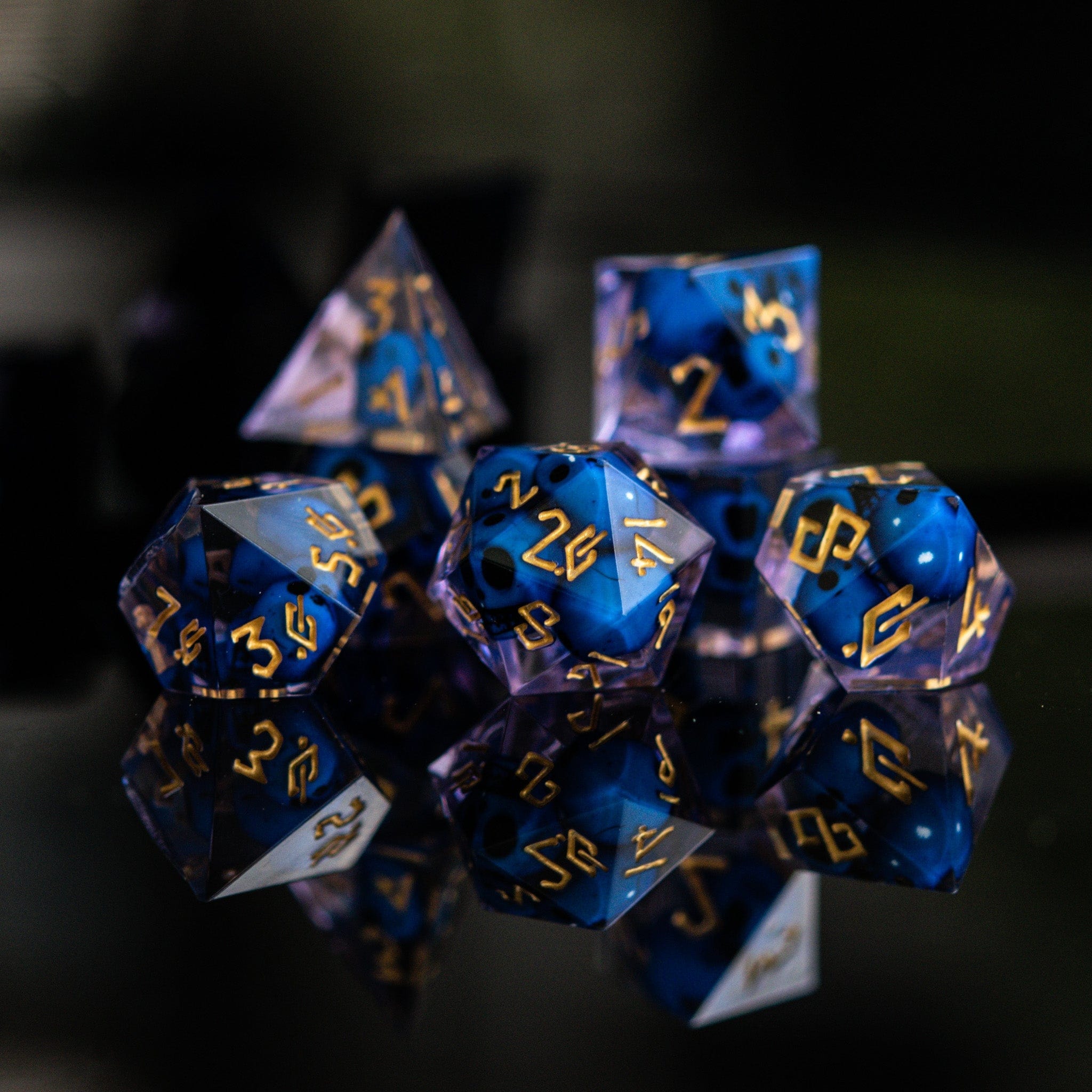 Misty Mountain Gaming Resin Corpse Blue and Lavender Sharp-Edged Resin Dice Set