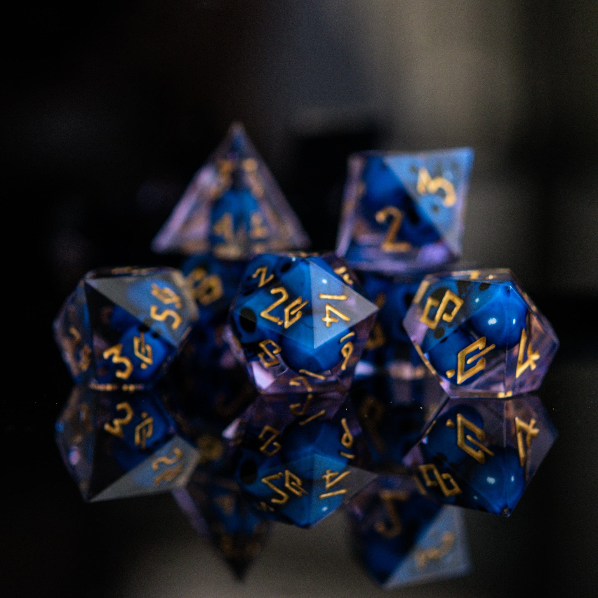Misty Mountain Gaming Resin Corpse Blue and Lavender Sharp-Edged Resin Dice Set
