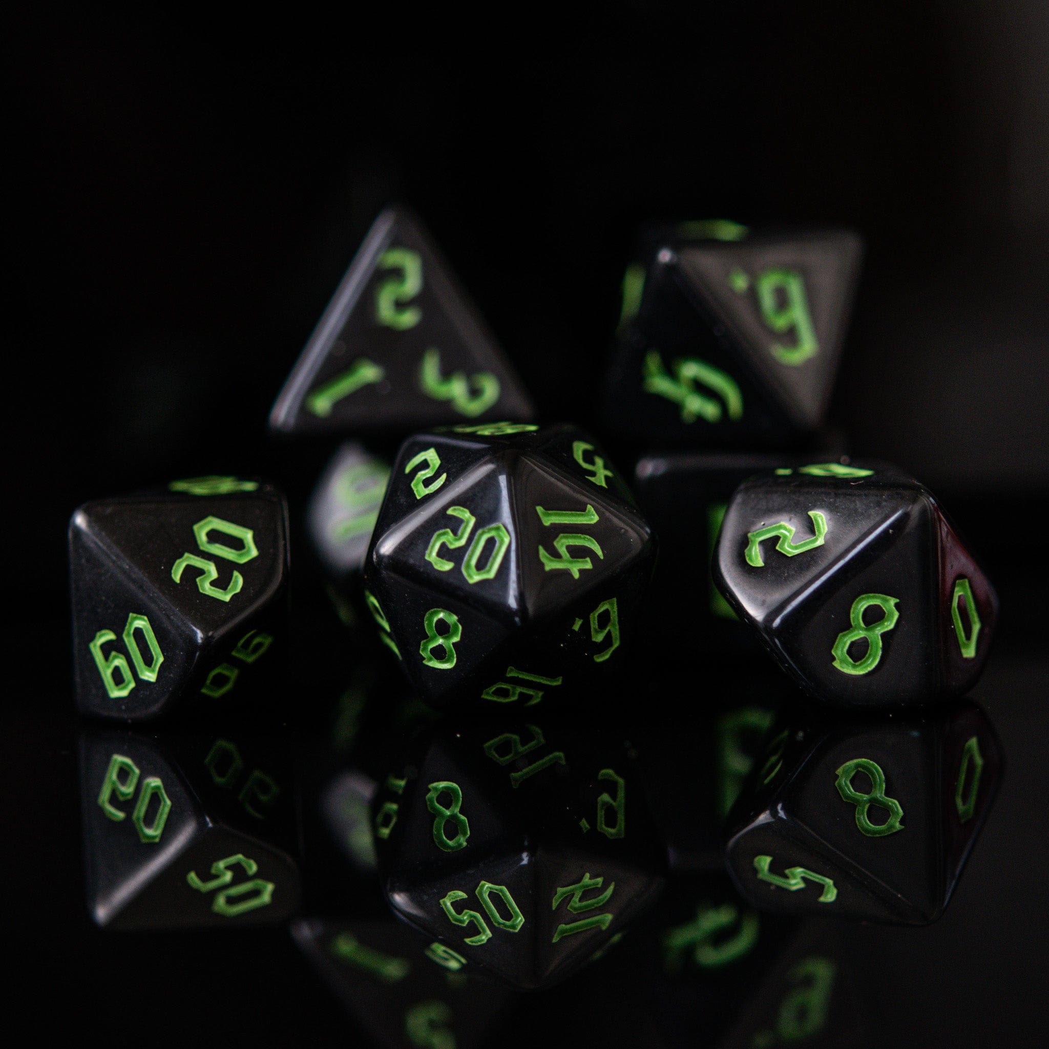 Misty Mountain Gaming Acrylic Dice Dark Cathedral Green Acrylic Dice Set