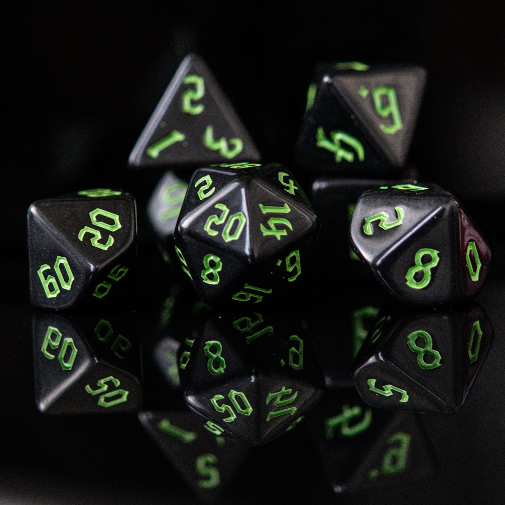 Misty Mountain Gaming Acrylic Dice Dark Cathedral Green Acrylic Dice Set