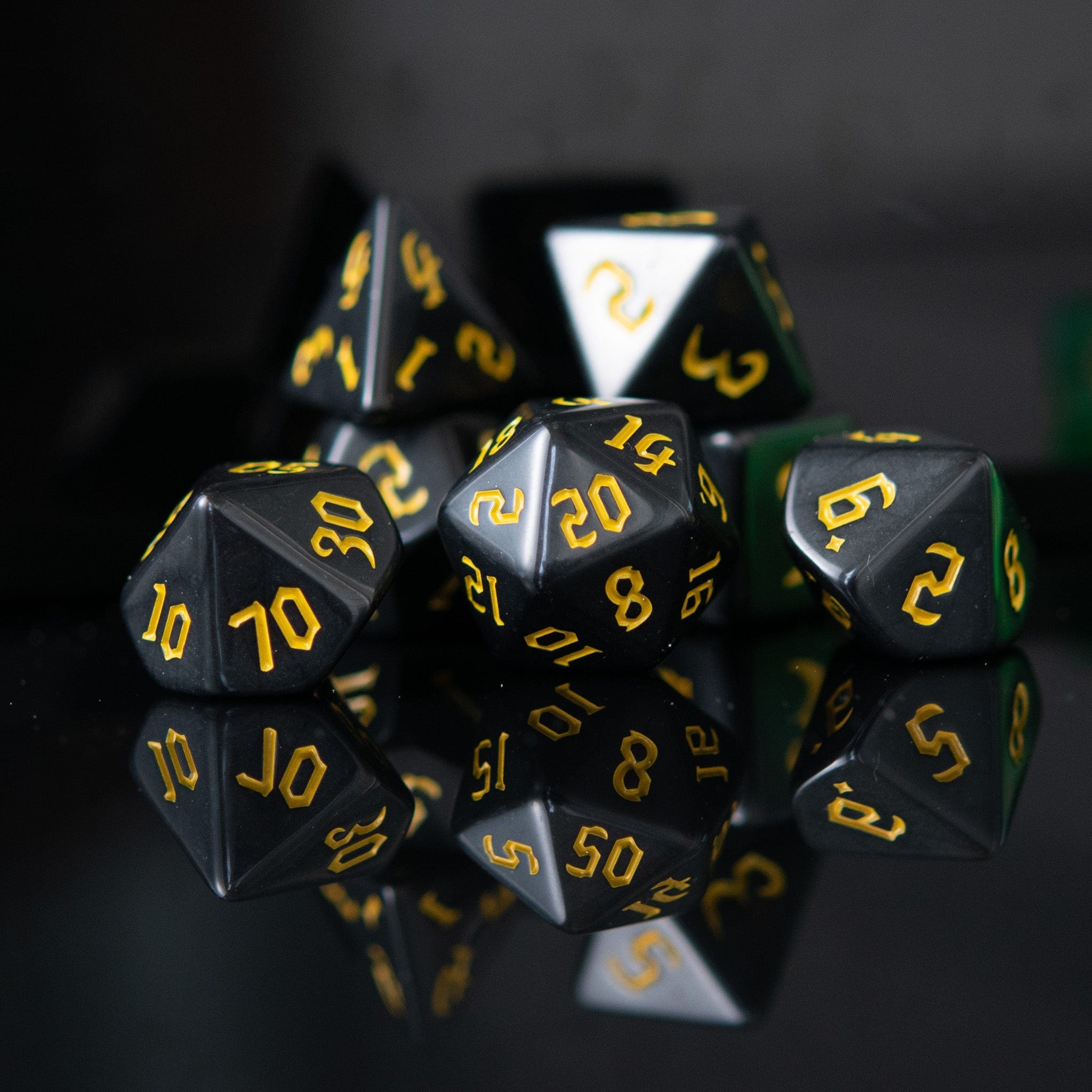 Misty Mountain Gaming Acrylic Dice Dark Cathedral Yellow Acrylic Dice Set