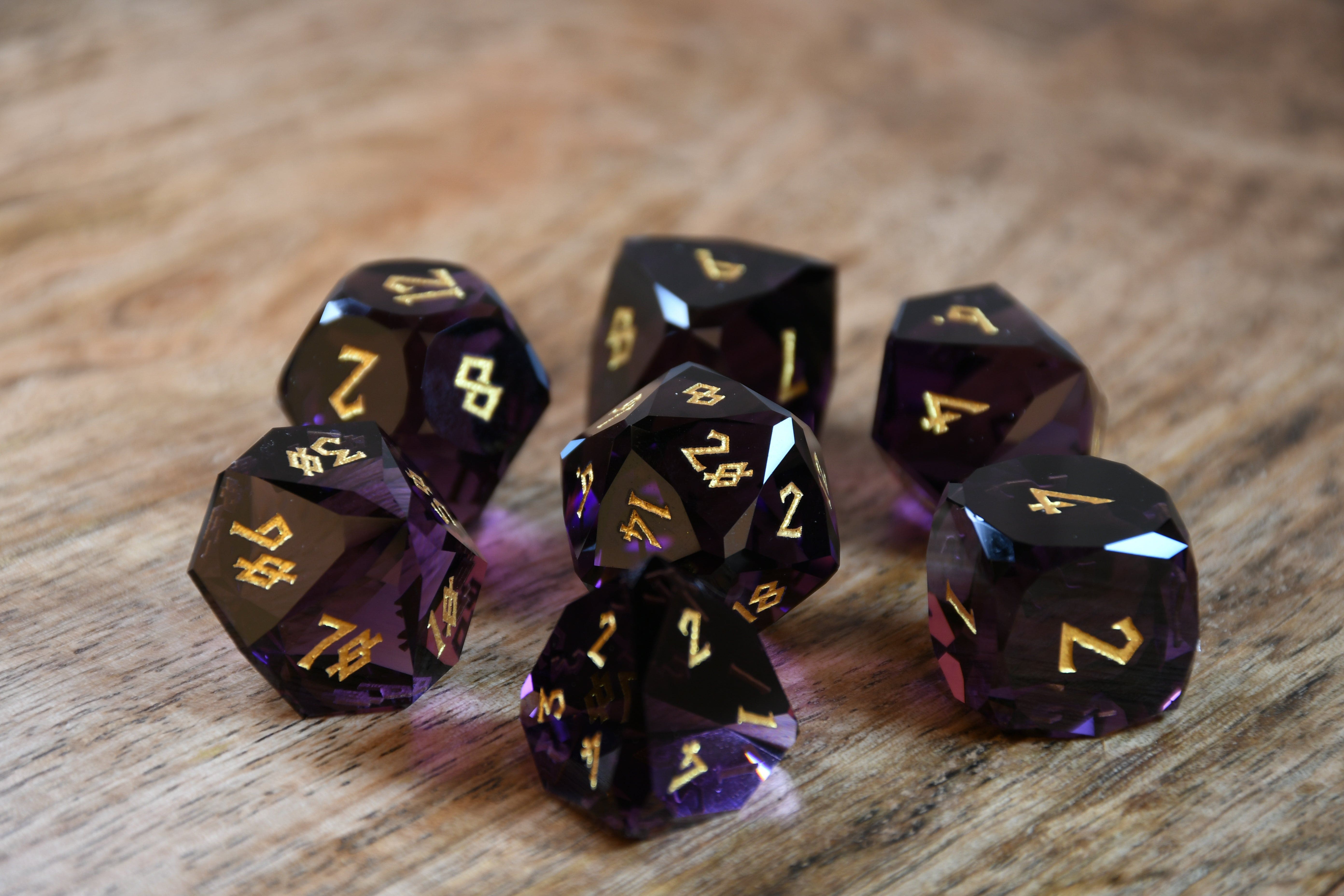 Misty Mountain Gaming Stone/Glass Deep Plum Multifaceted Glass Dice Set