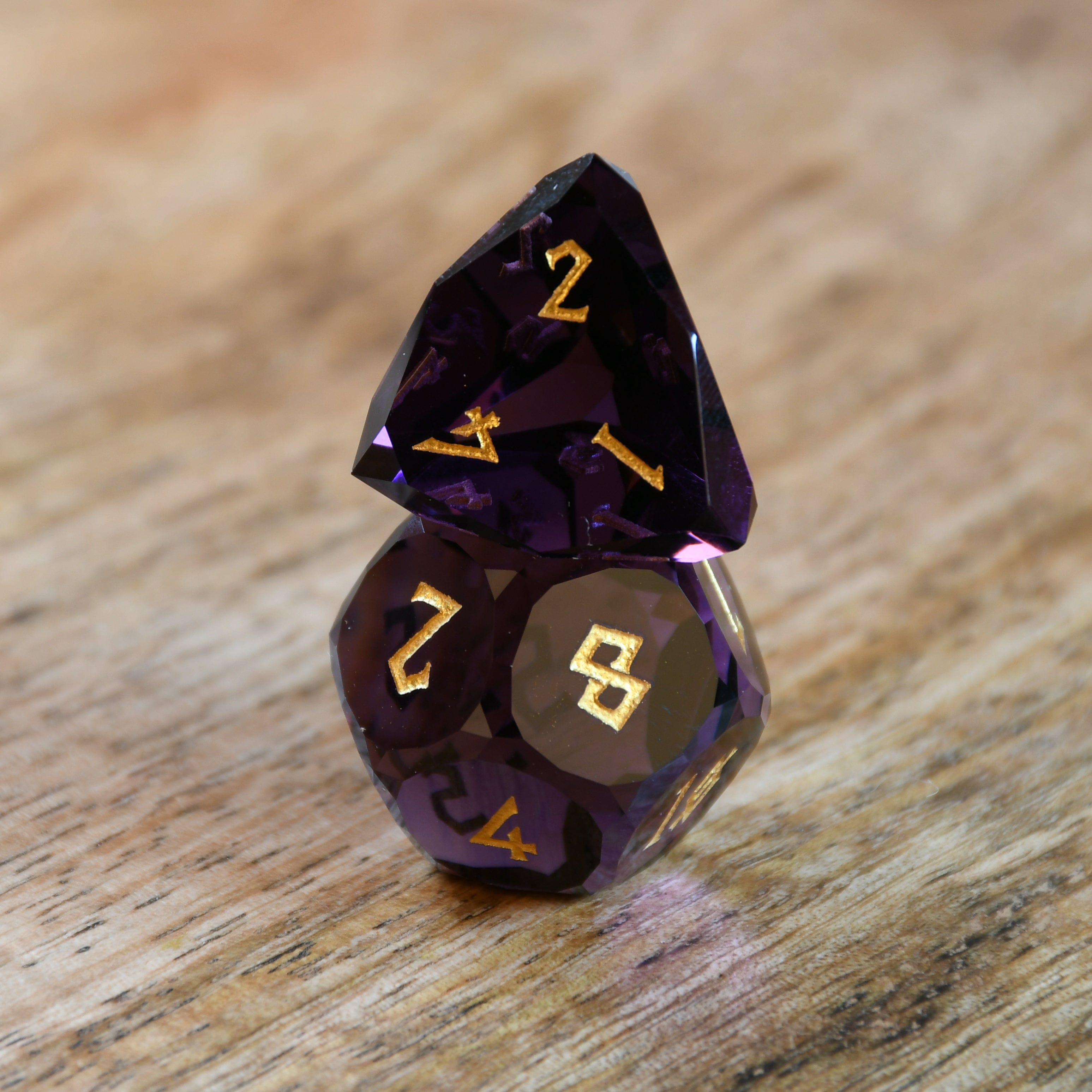 Misty Mountain Gaming Stone/Glass Deep Plum Multifaceted Glass Dice Set
