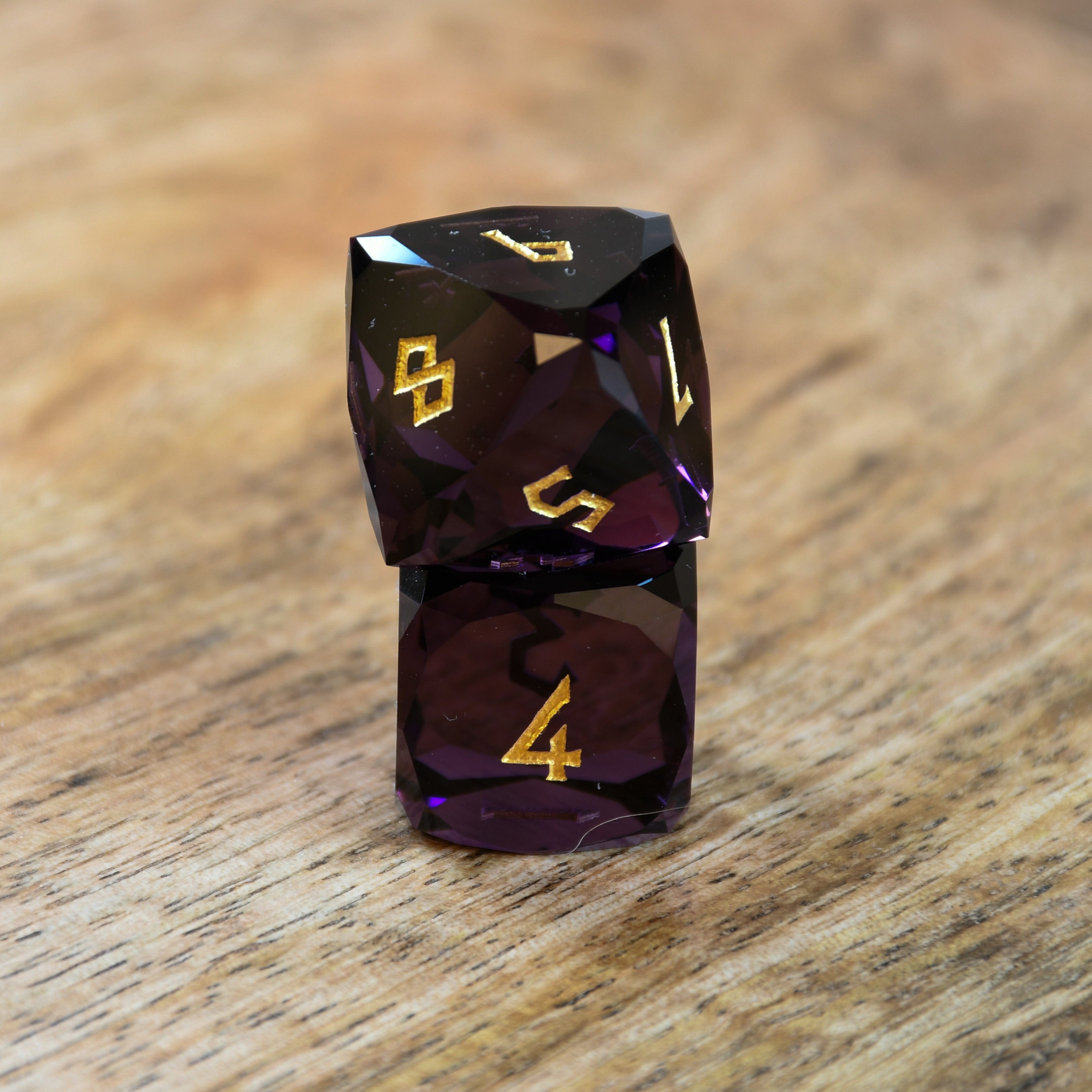 Misty Mountain Gaming Stone/Glass Deep Plum Multifaceted Glass Dice Set