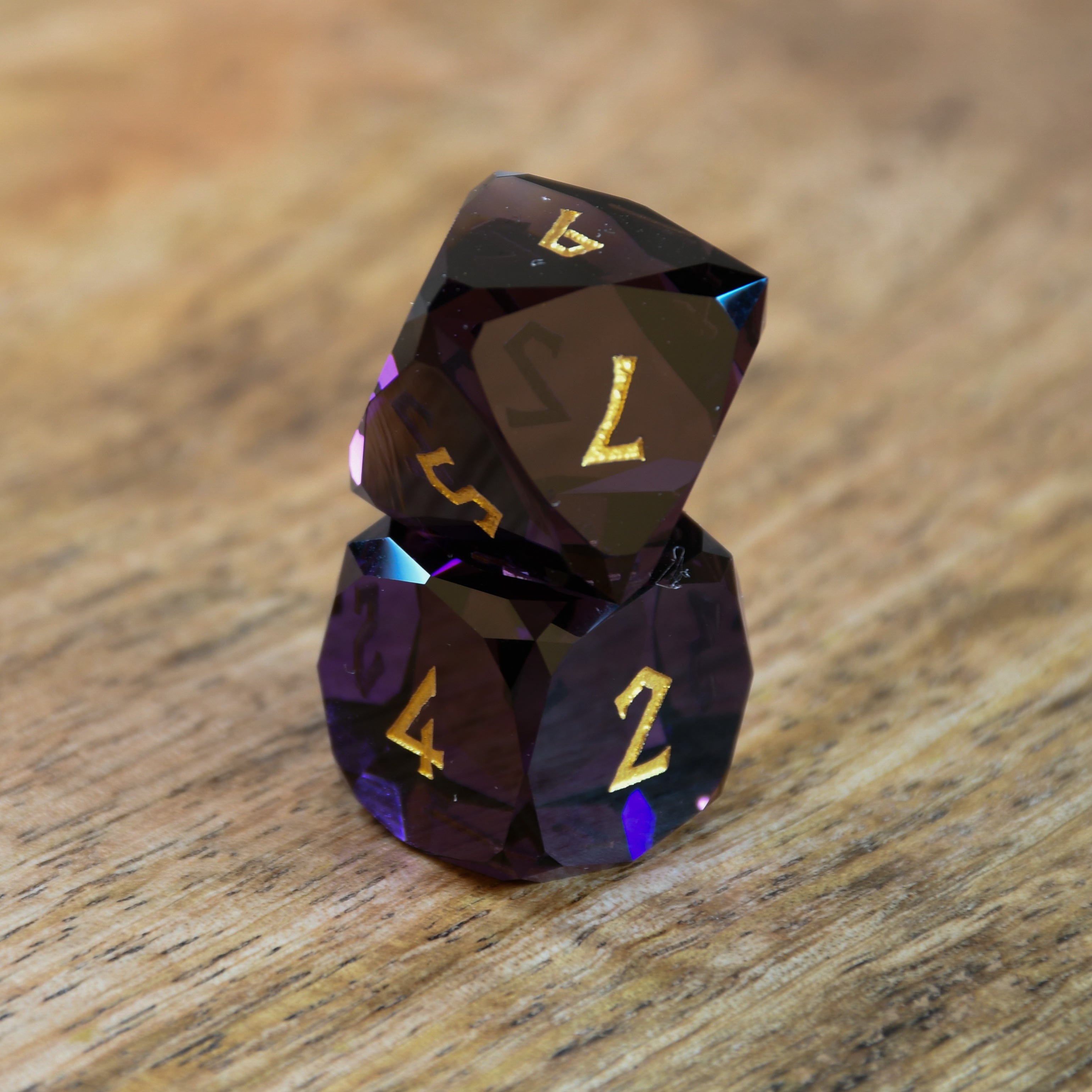 Misty Mountain Gaming Stone/Glass Deep Plum Multifaceted Glass Dice Set