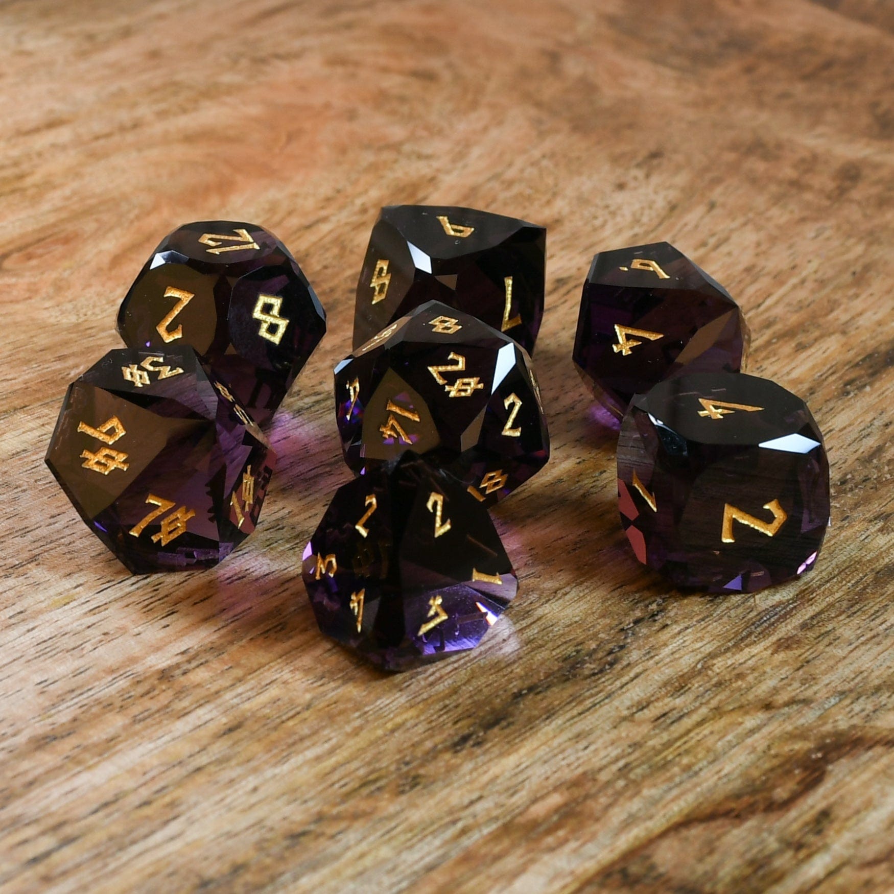 Misty Mountain Gaming Stone/Glass Deep Plum Multifaceted Glass Dice Set