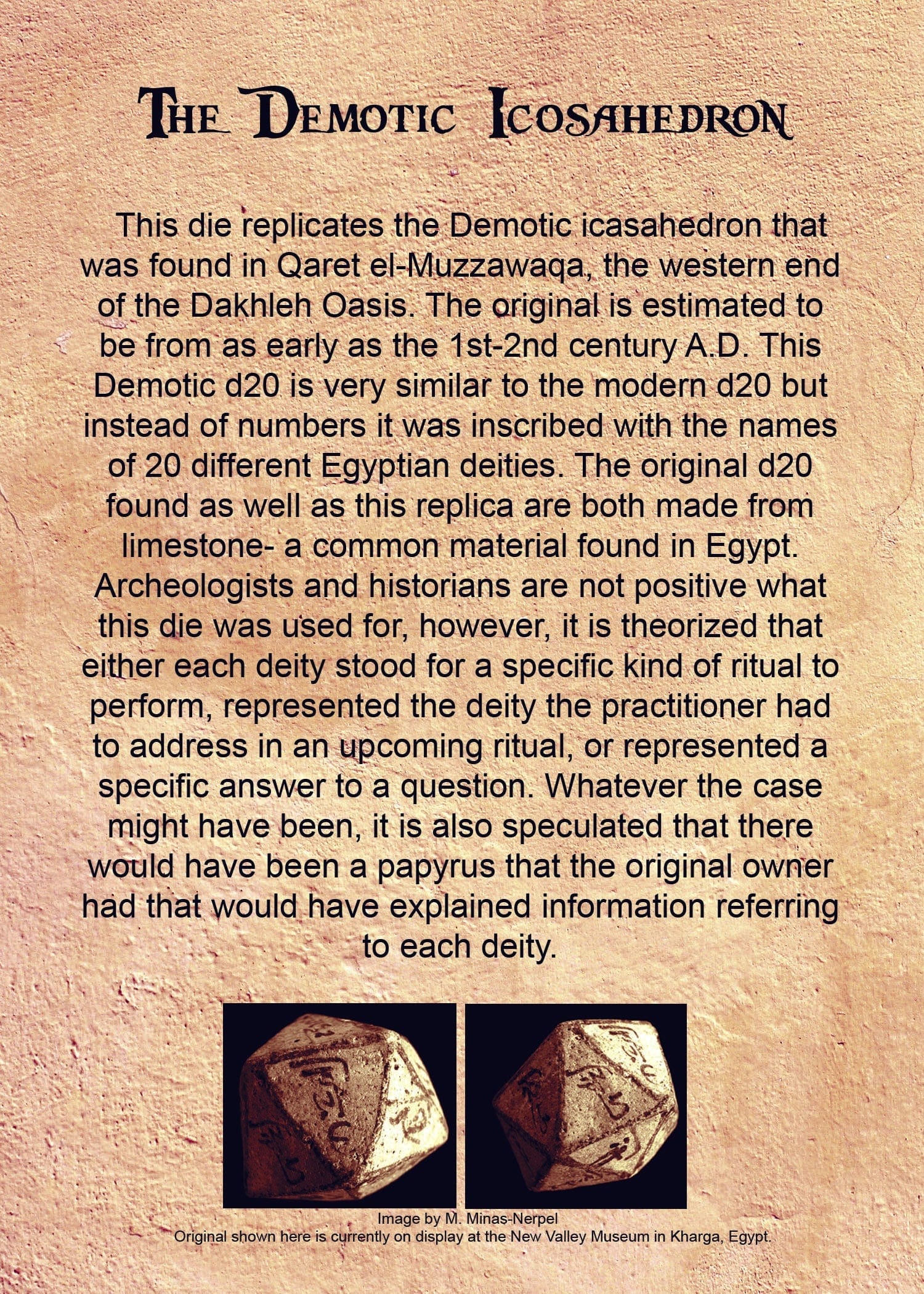 Misty Mountain Gaming Dice Demotic Limestone 30mm d20 - Dice Around the World Collection