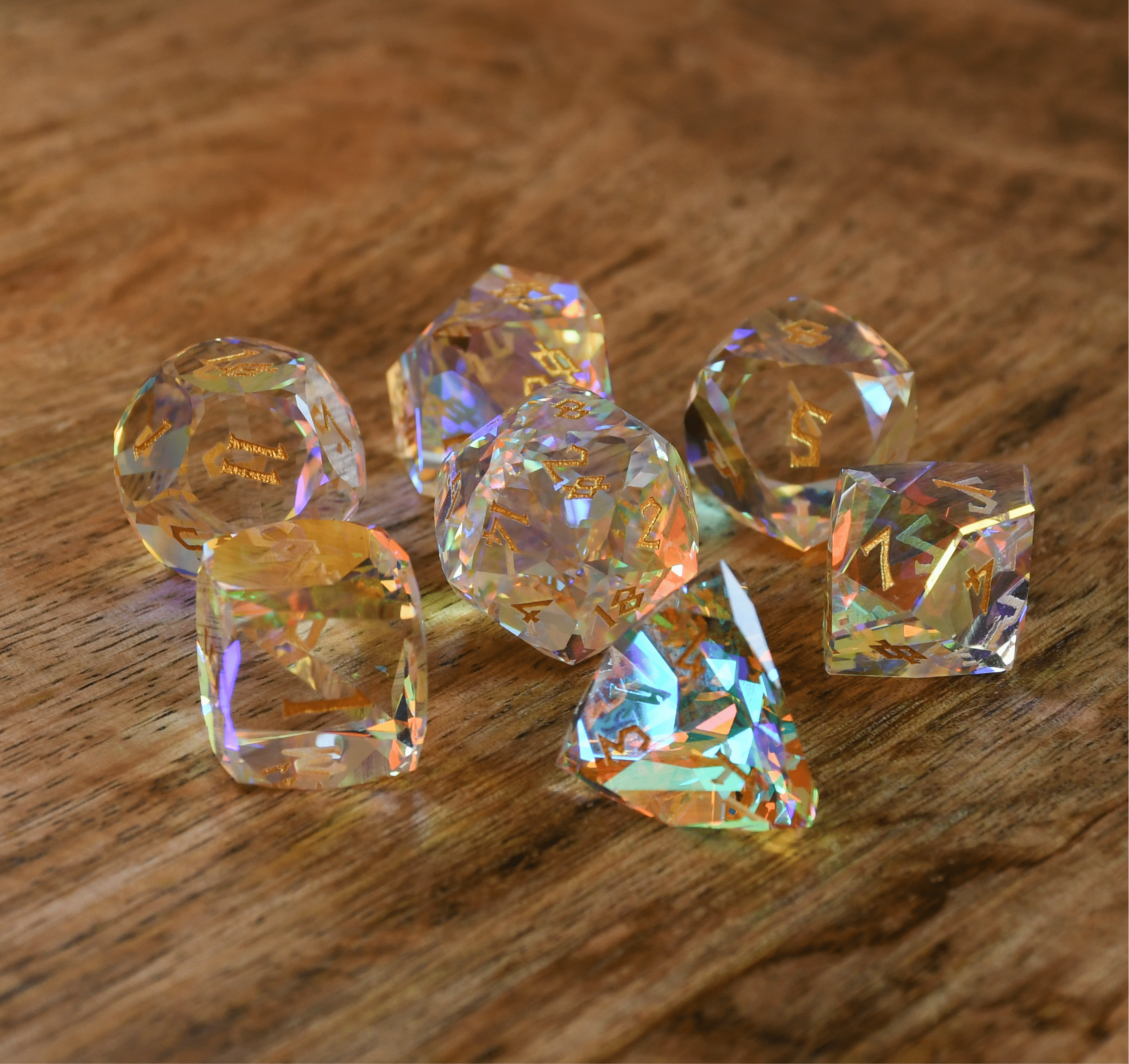 Misty Mountain Gaming Stone/Glass Diamond Prism Multifaceted Glass Dice Set