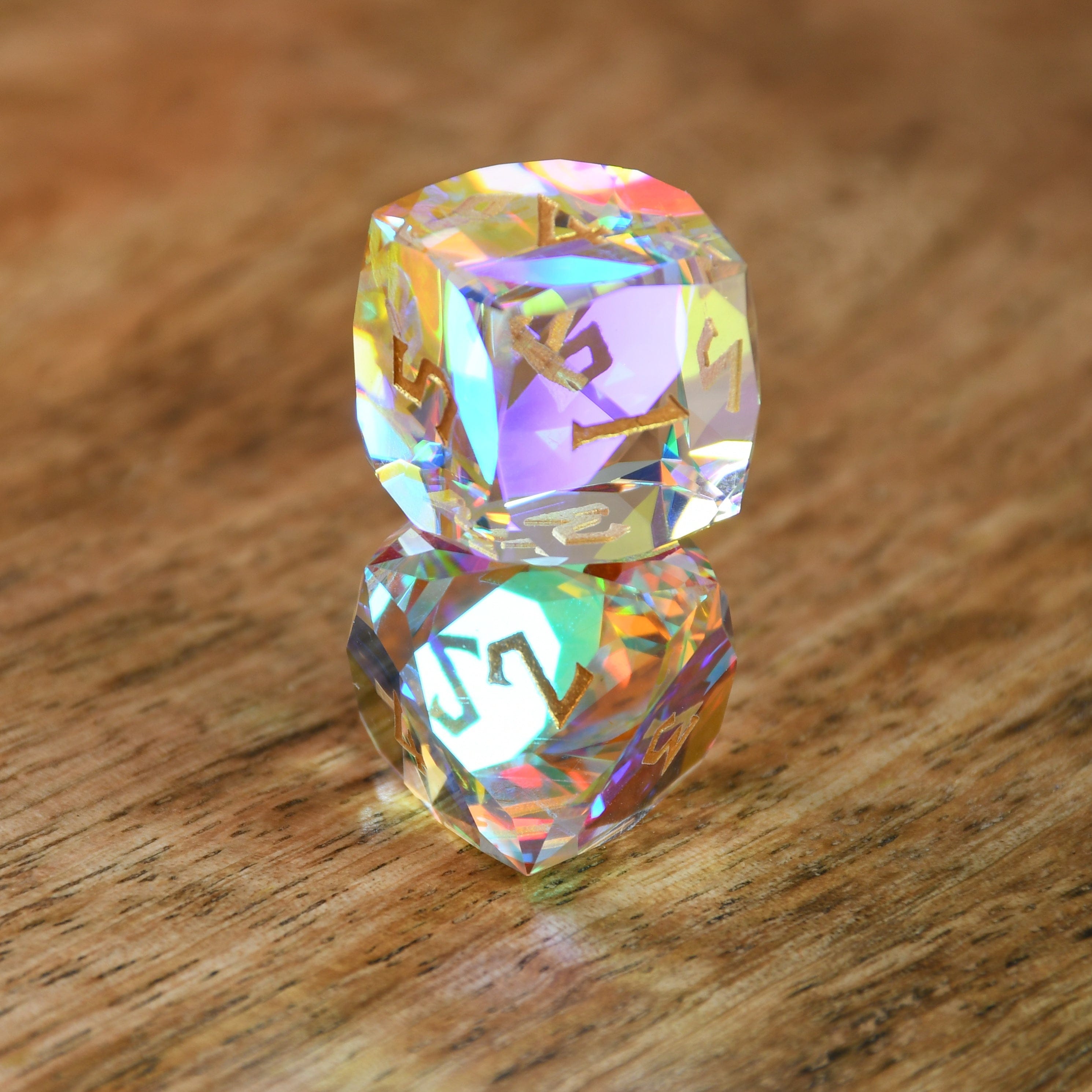 Misty Mountain Gaming Stone/Glass Diamond Prism Multifaceted Glass Dice Set