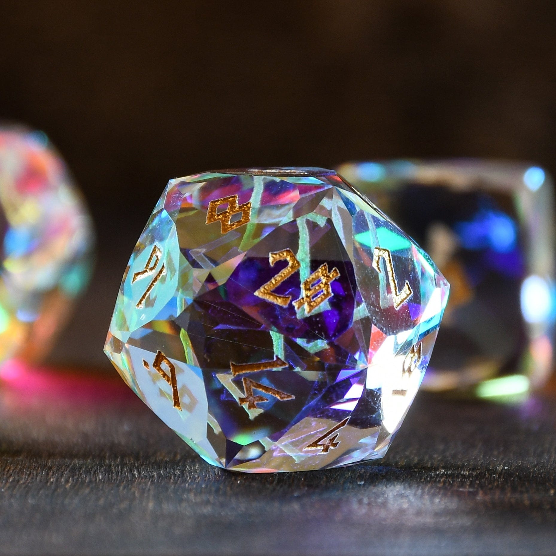 Misty Mountain Gaming Stone/Glass Diamond Prism Multifaceted Glass Dice Set