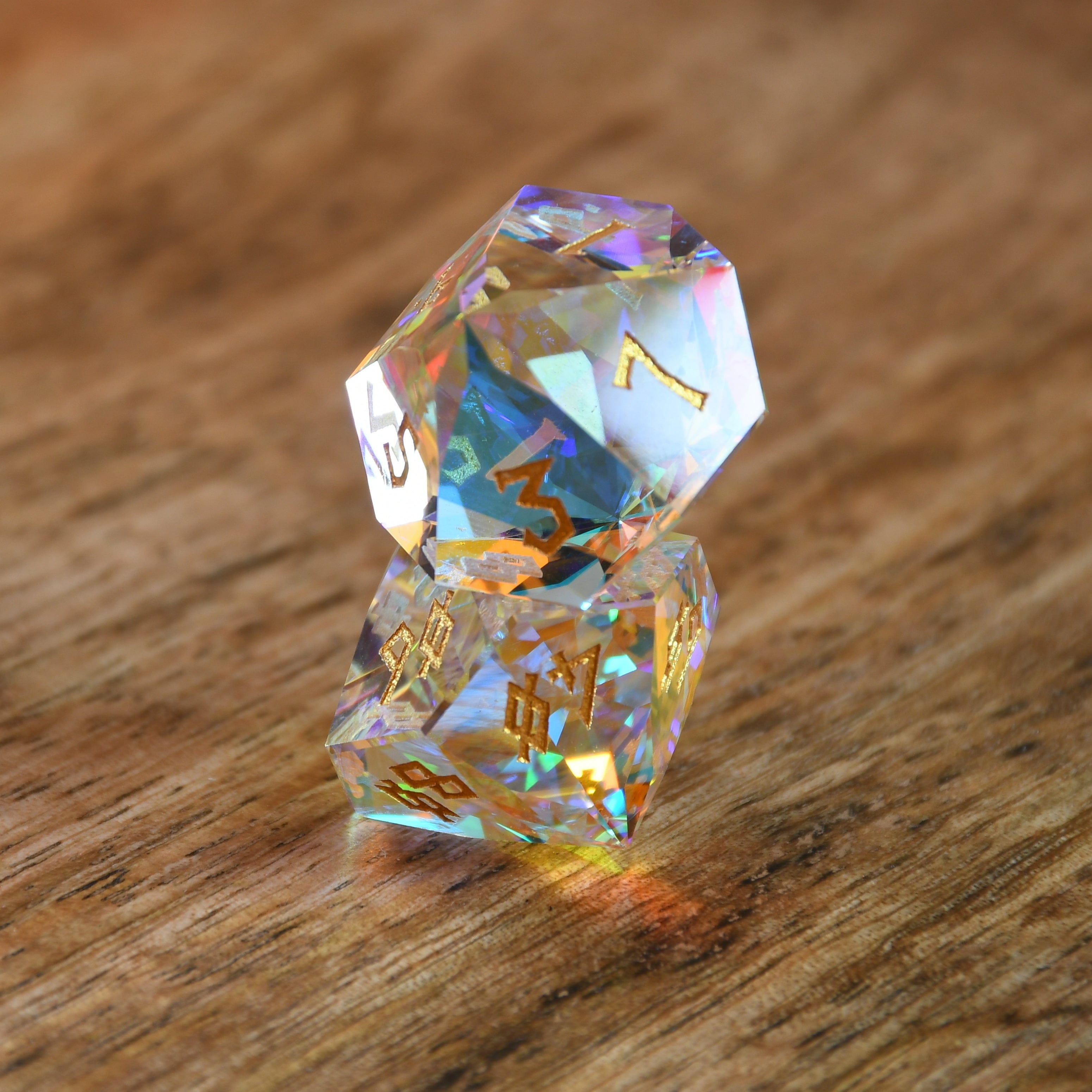 Misty Mountain Gaming Stone/Glass Diamond Prism Multifaceted Glass Dice Set