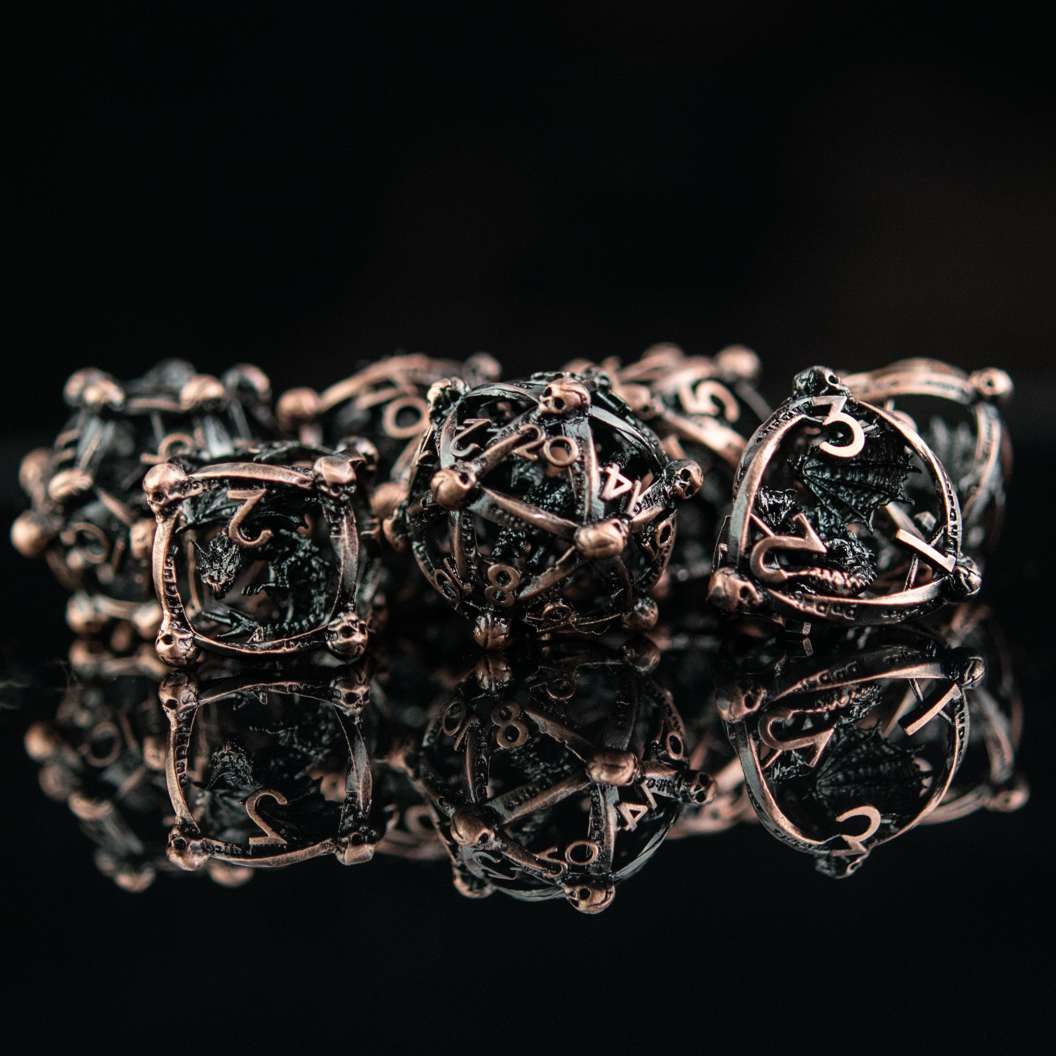Misty Mountain Gaming hollow Draco Immortui Hollow Metal Dice Set - Bronze
