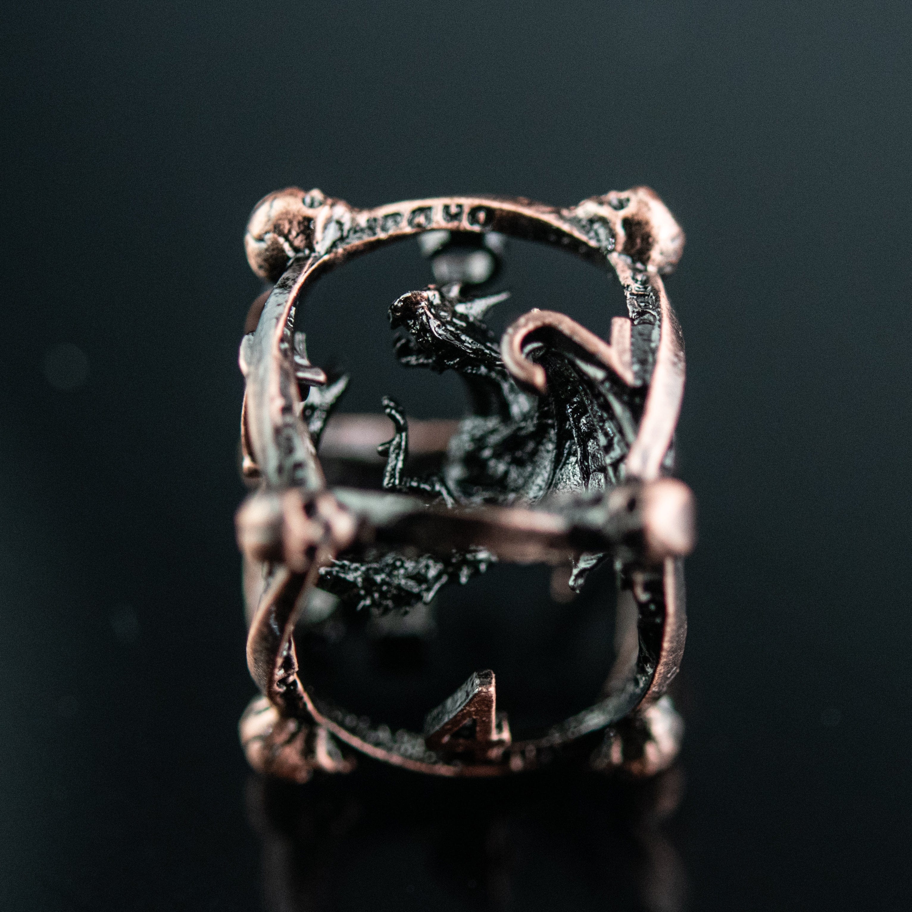 Misty Mountain Gaming hollow Draco Immortui Hollow Metal Dice Set - Bronze