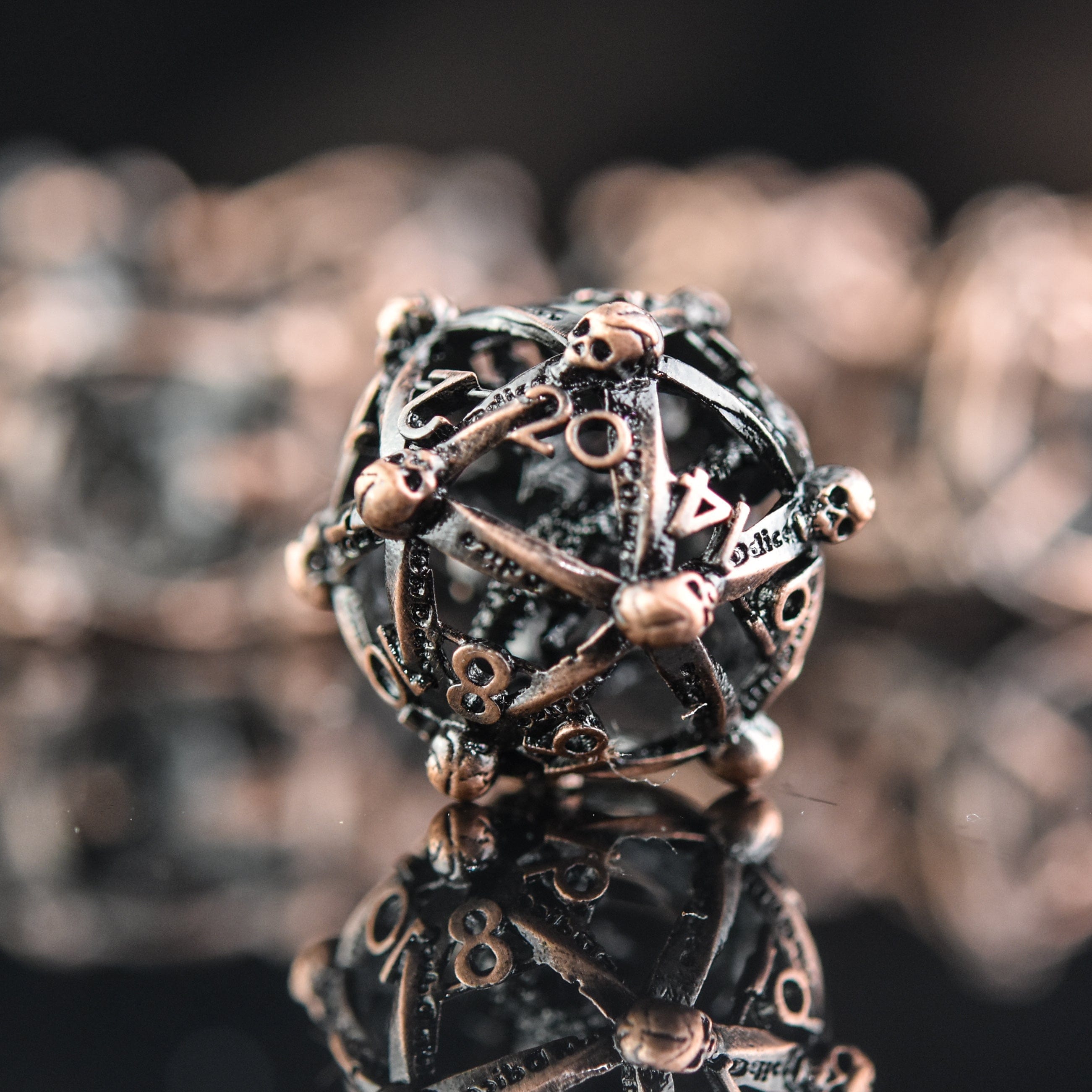 Misty Mountain Gaming hollow Draco Immortui Hollow Metal Dice Set - Bronze