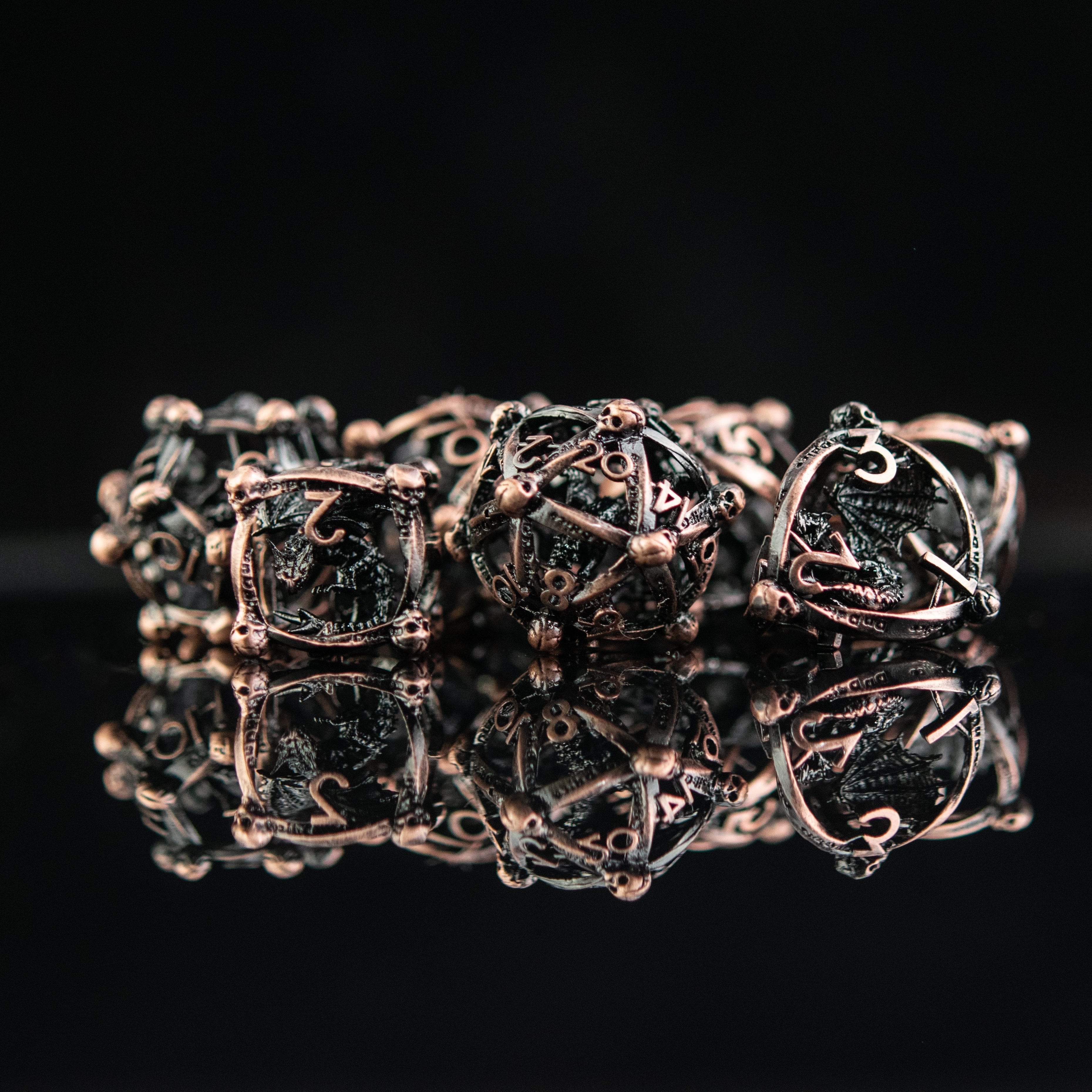 Misty Mountain Gaming hollow Draco Immortui Hollow Metal Dice Set - Bronze