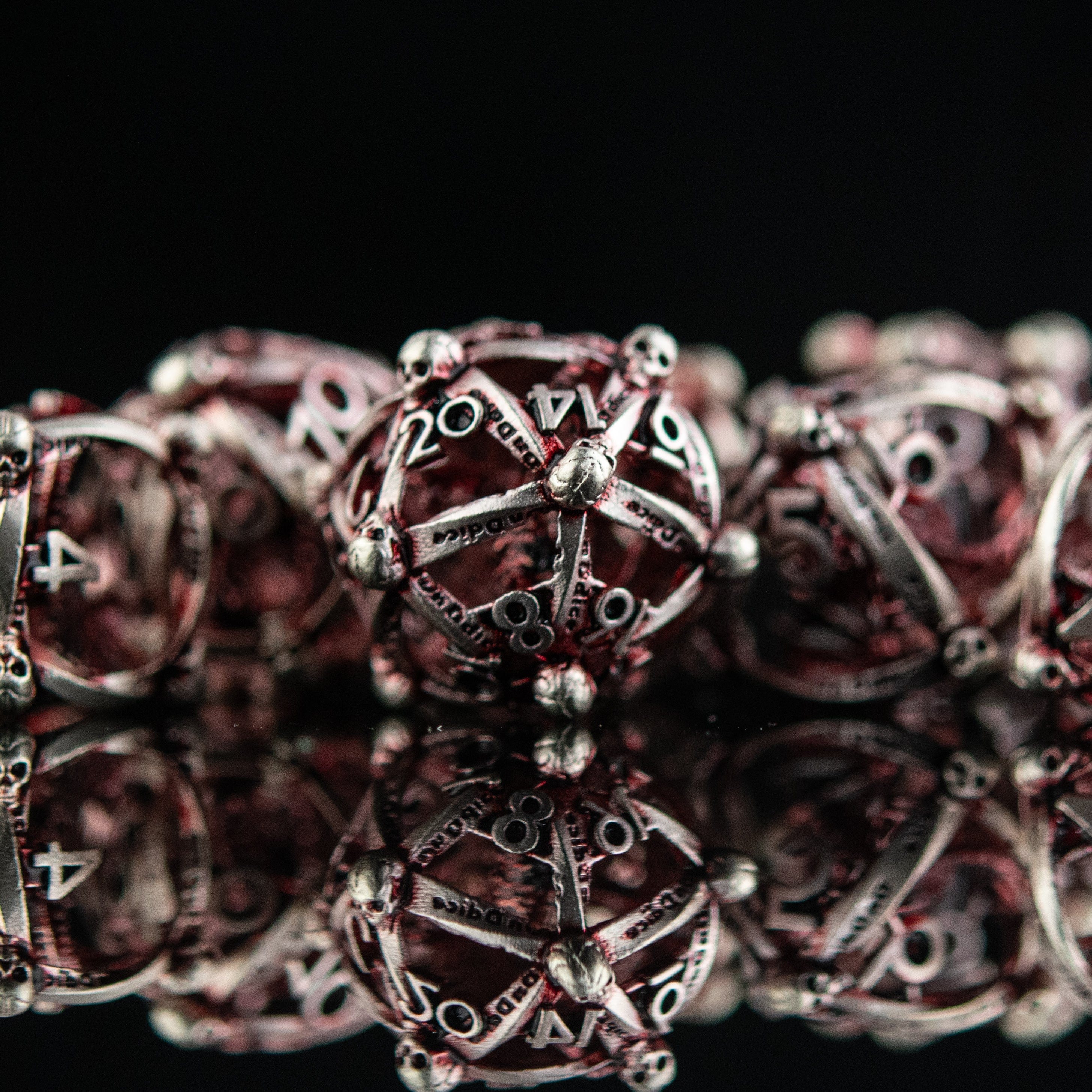 Misty Mountain Gaming hollow Draco Immortui Hollow Metal Dice Set - Red and Silver