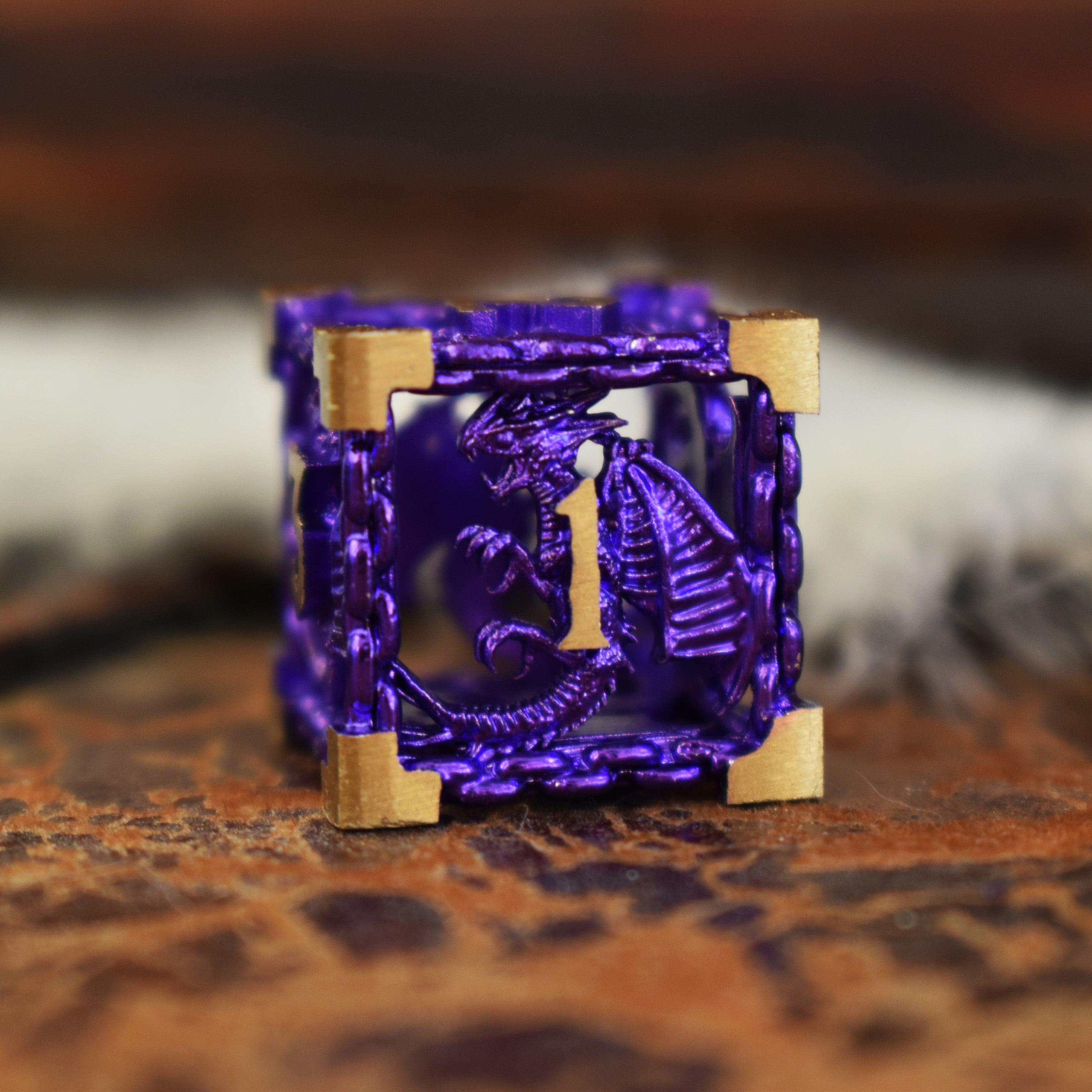 Misty Mountain Gaming hollow Dragon's Lair Hollow Metal Dice Set - Purple