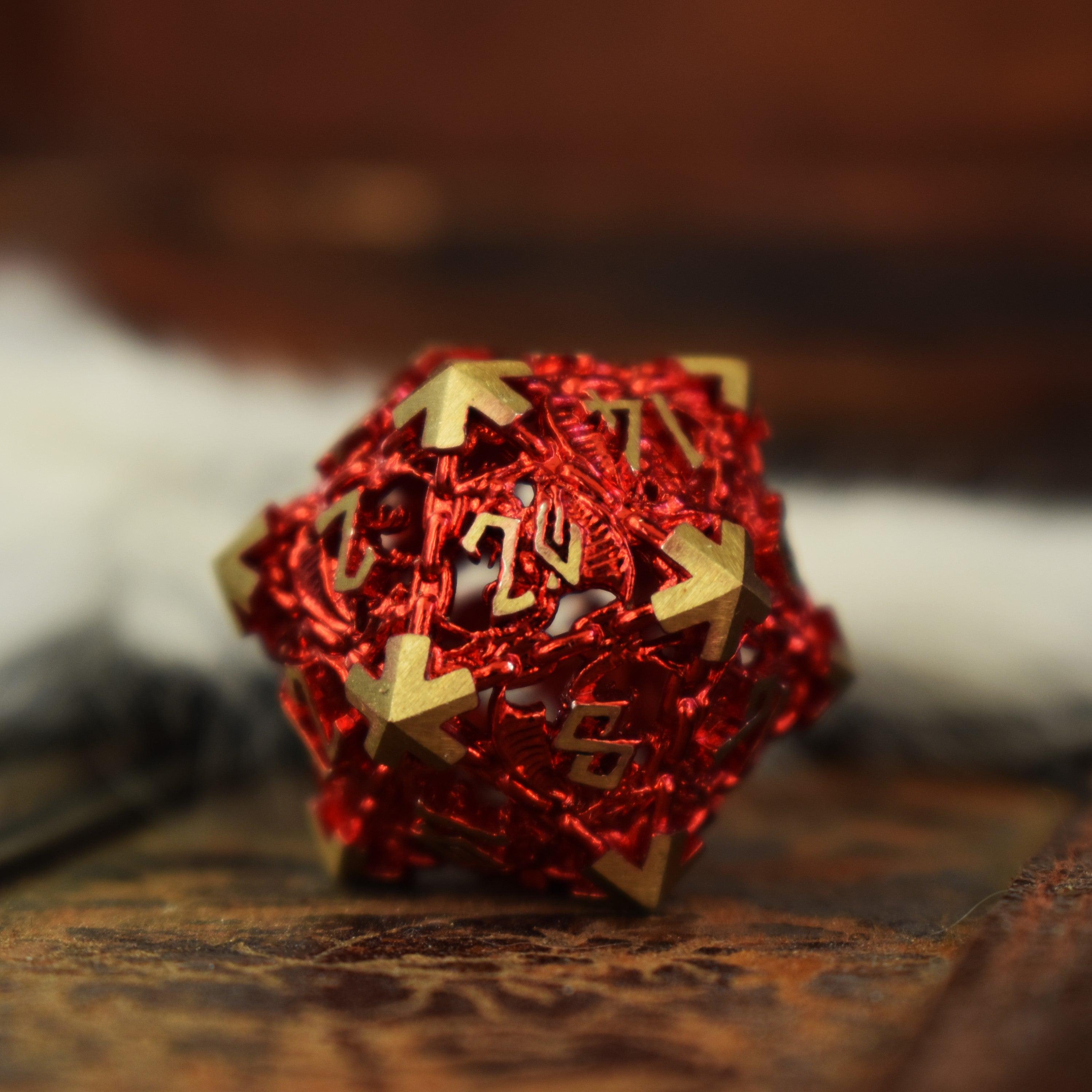Misty Mountain Gaming hollow Dragon's Lair Hollow Metal Dice Set - Red