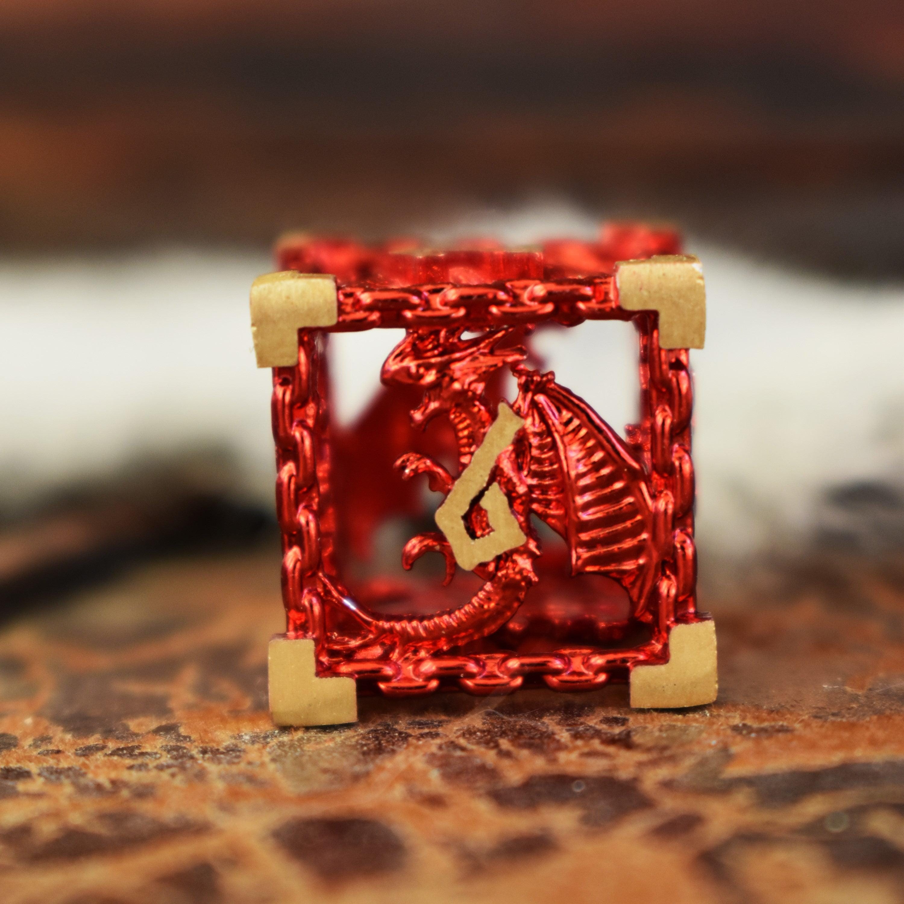 Misty Mountain Gaming hollow Dragon's Lair Hollow Metal Dice Set - Red