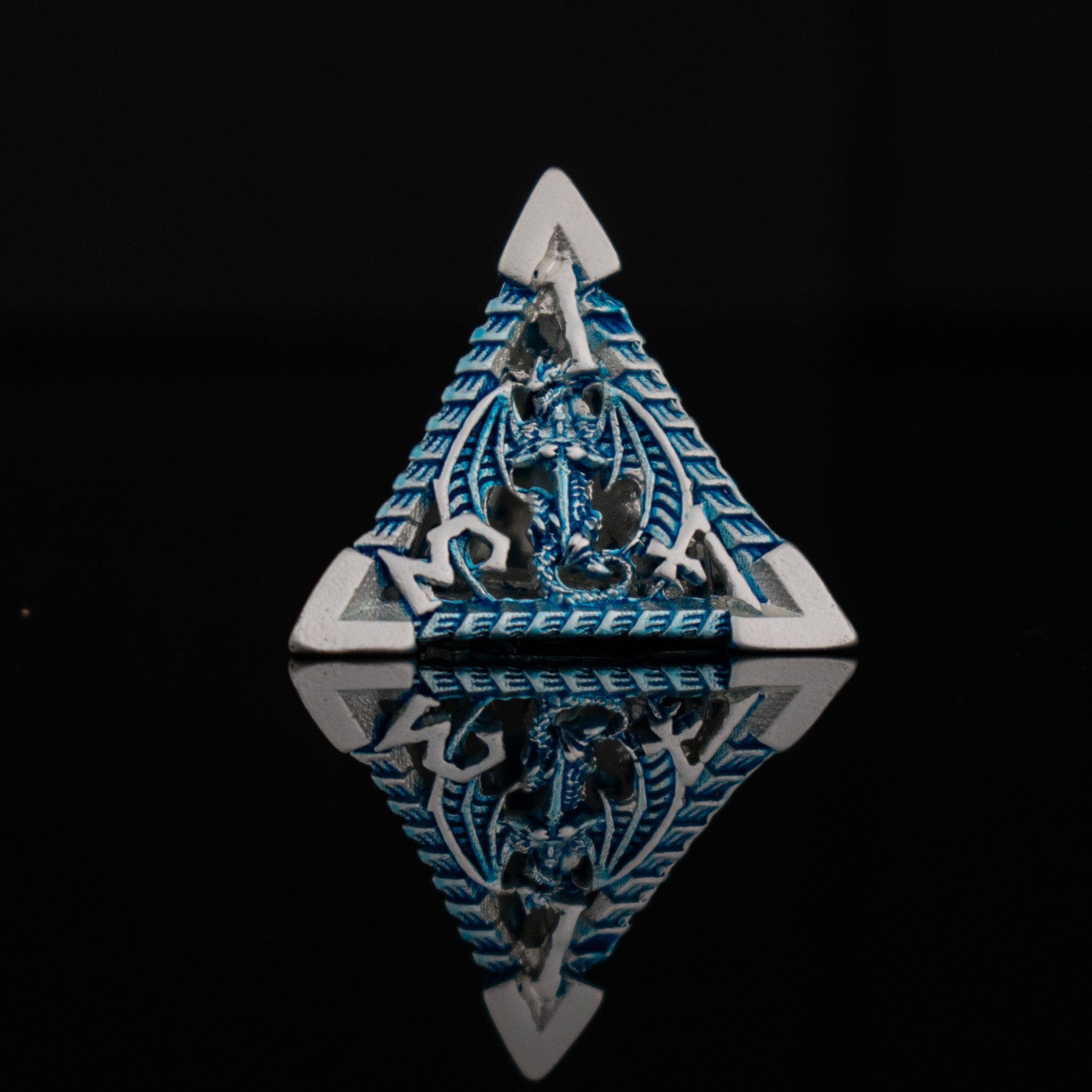 Misty Mountain Gaming hollow Dragonguard Hollow Metal Dice Set - Azure and Silver