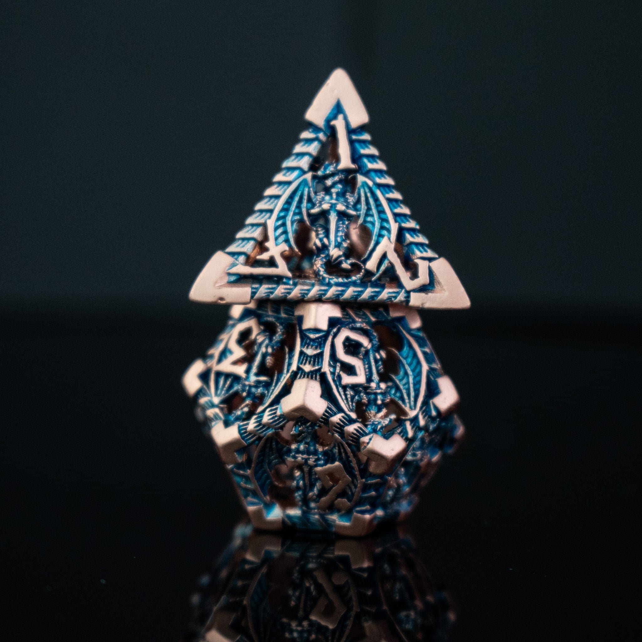 Misty Mountain Gaming hollow Dragonguard Hollow Metal Dice Set - Cobalt and Bronze