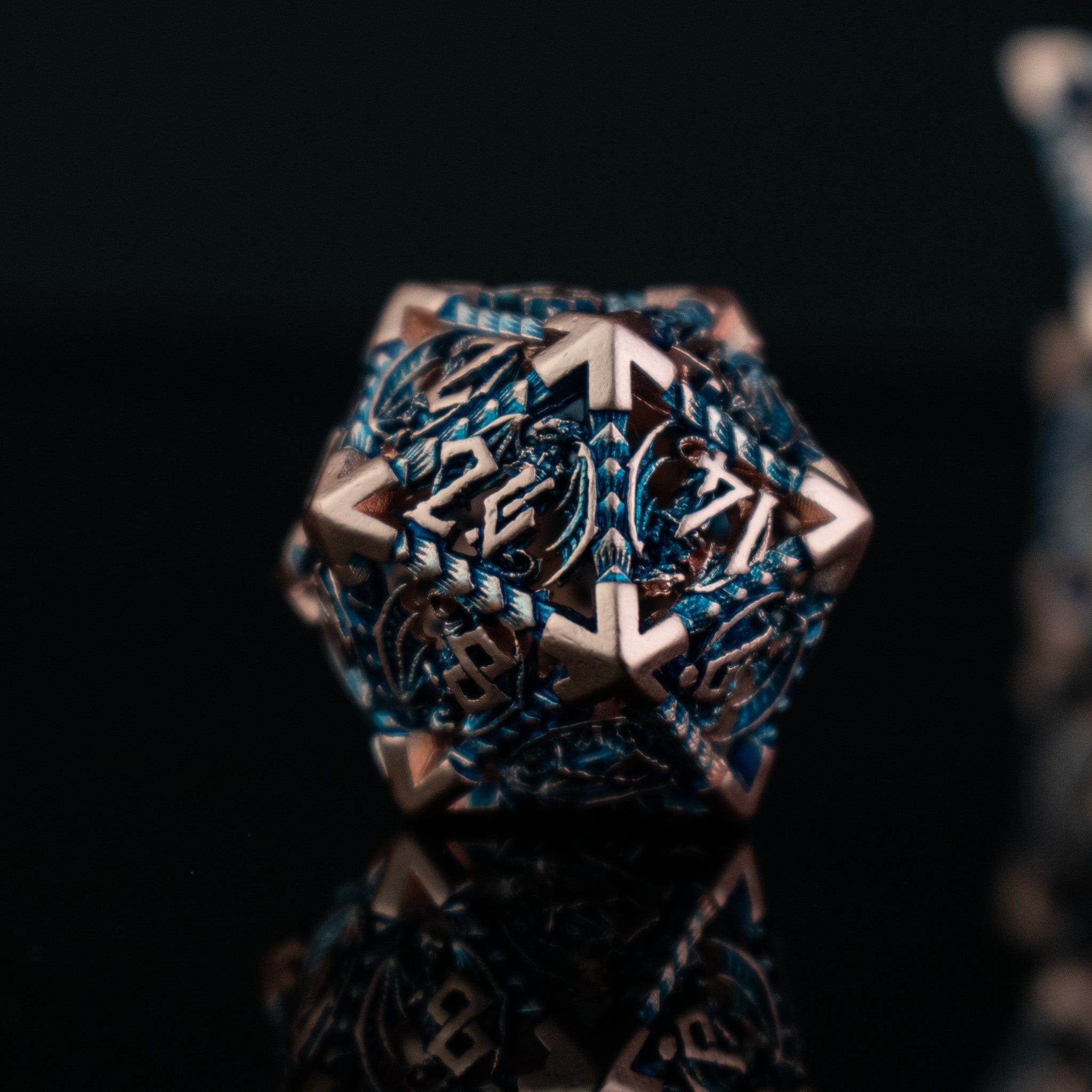 Misty Mountain Gaming hollow Dragonguard Hollow Metal Dice Set - Cobalt and Bronze
