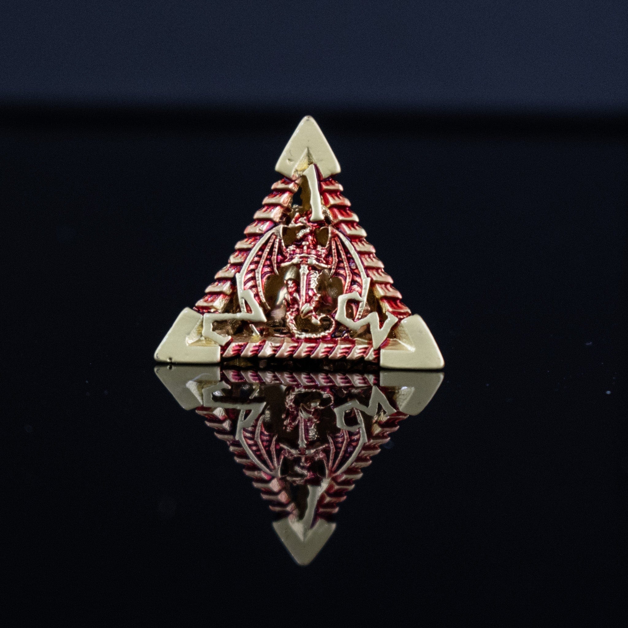 Misty Mountain Gaming hollow Dragonguard Hollow Metal Dice Set - Crimson and Gold