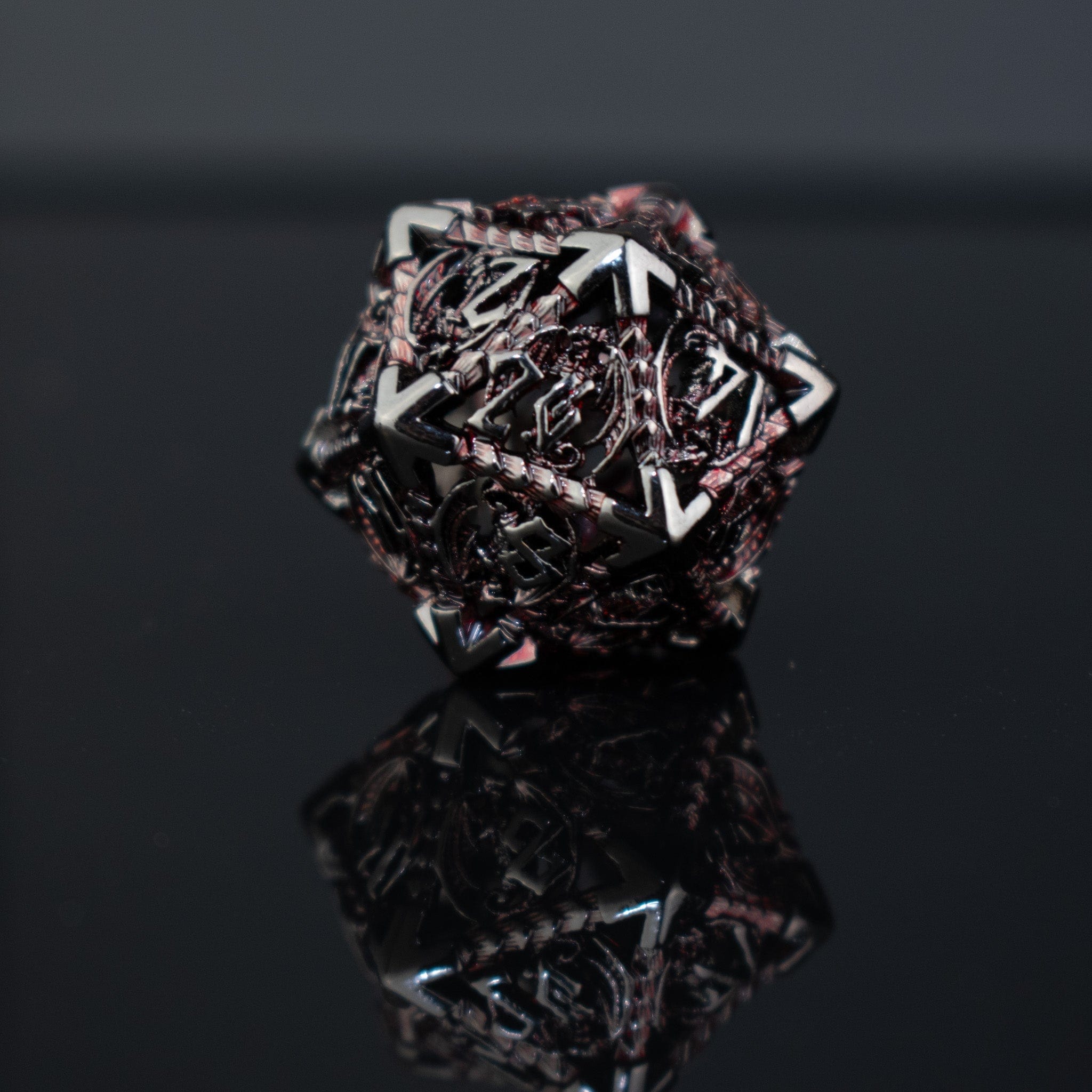 Misty Mountain Gaming hollow Dragonguard Hollow Metal Dice Set - Crimson and Shadow