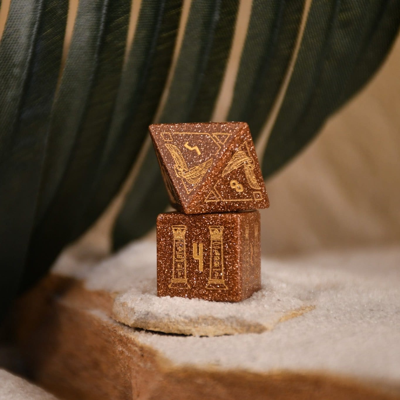 Misty Mountain Gaming Dice Egyptian Gold Sandstone Stone Dice Set - Dice Around the World Collection