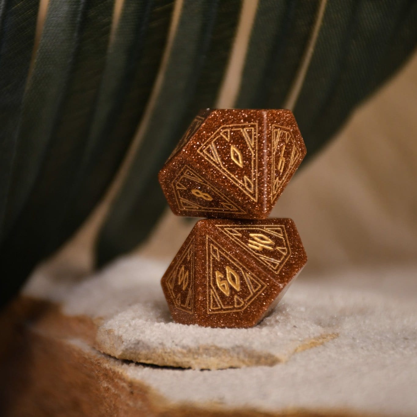 Misty Mountain Gaming Dice Egyptian Gold Sandstone Stone Dice Set - Dice Around the World Collection
