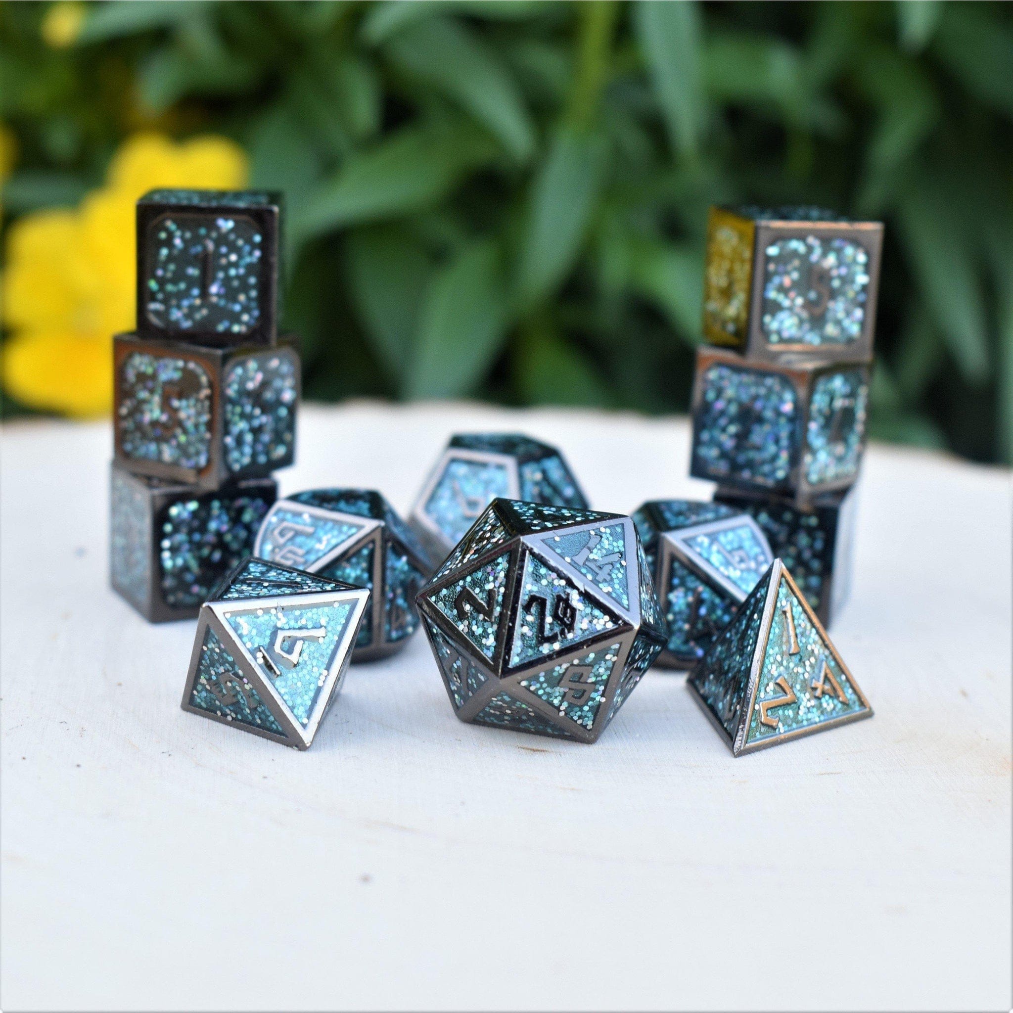 Misty Mountain Gaming Metal Elder Runes Midnight Dance Metal Dice Set