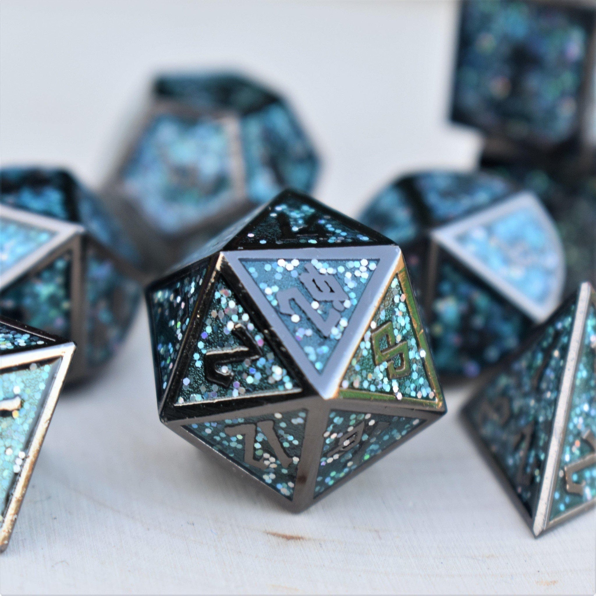 Misty Mountain Gaming Metal Elder Runes Midnight Dance Metal Dice Set