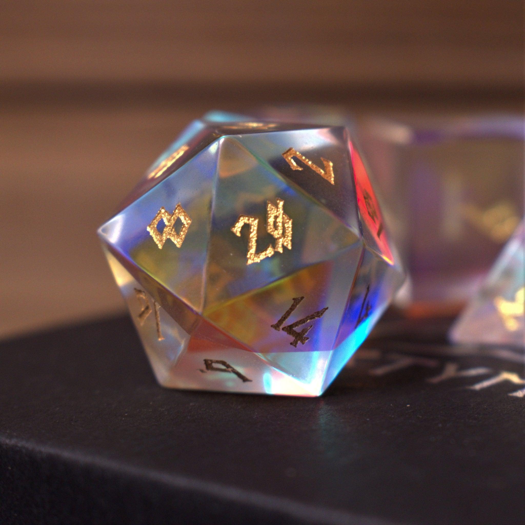 Misty Mountain Gaming Stone/Glass Elder Runes Prism Glass Dice Set