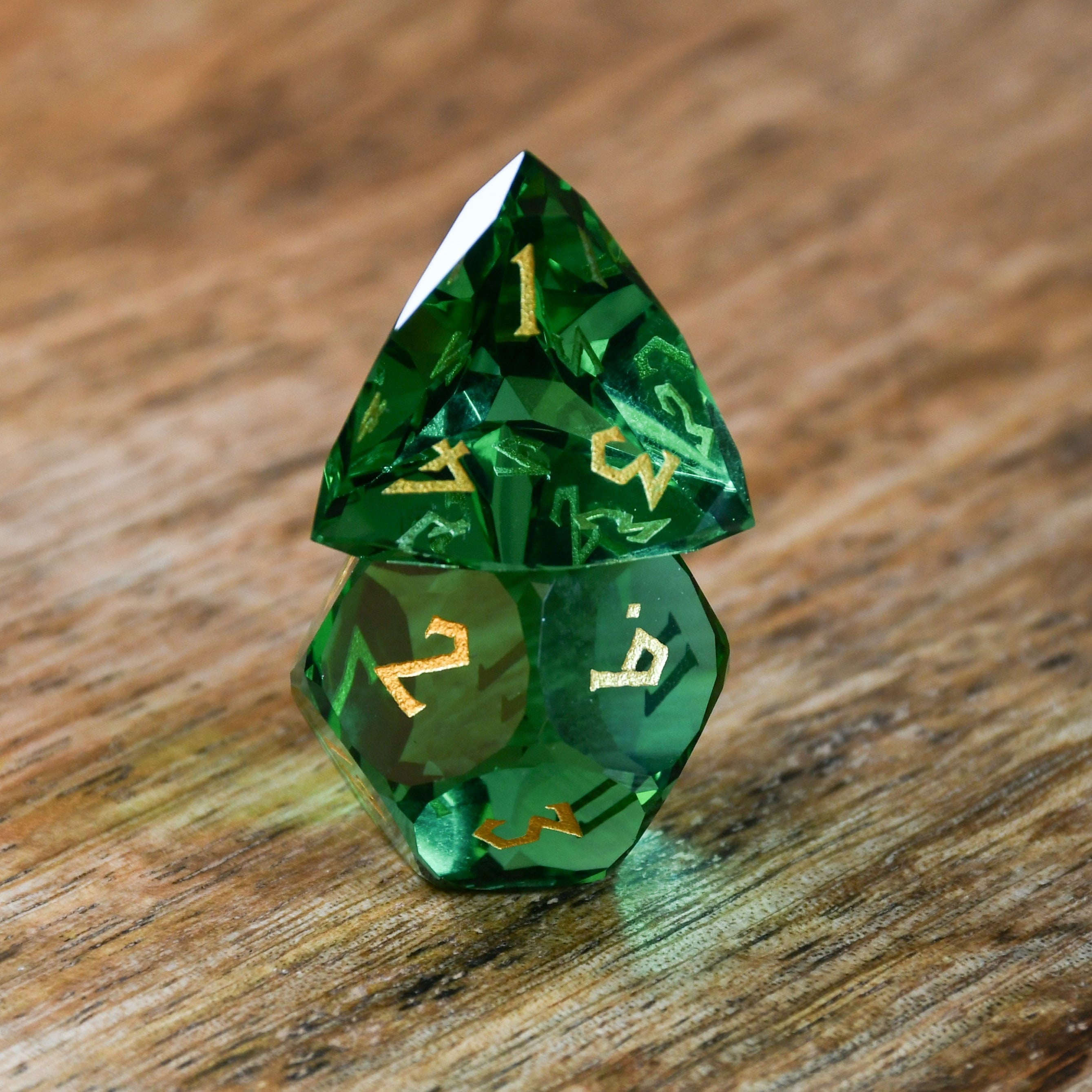Misty Mountain Gaming Stone/Glass Emerald Multifaceted Glass Dice Set