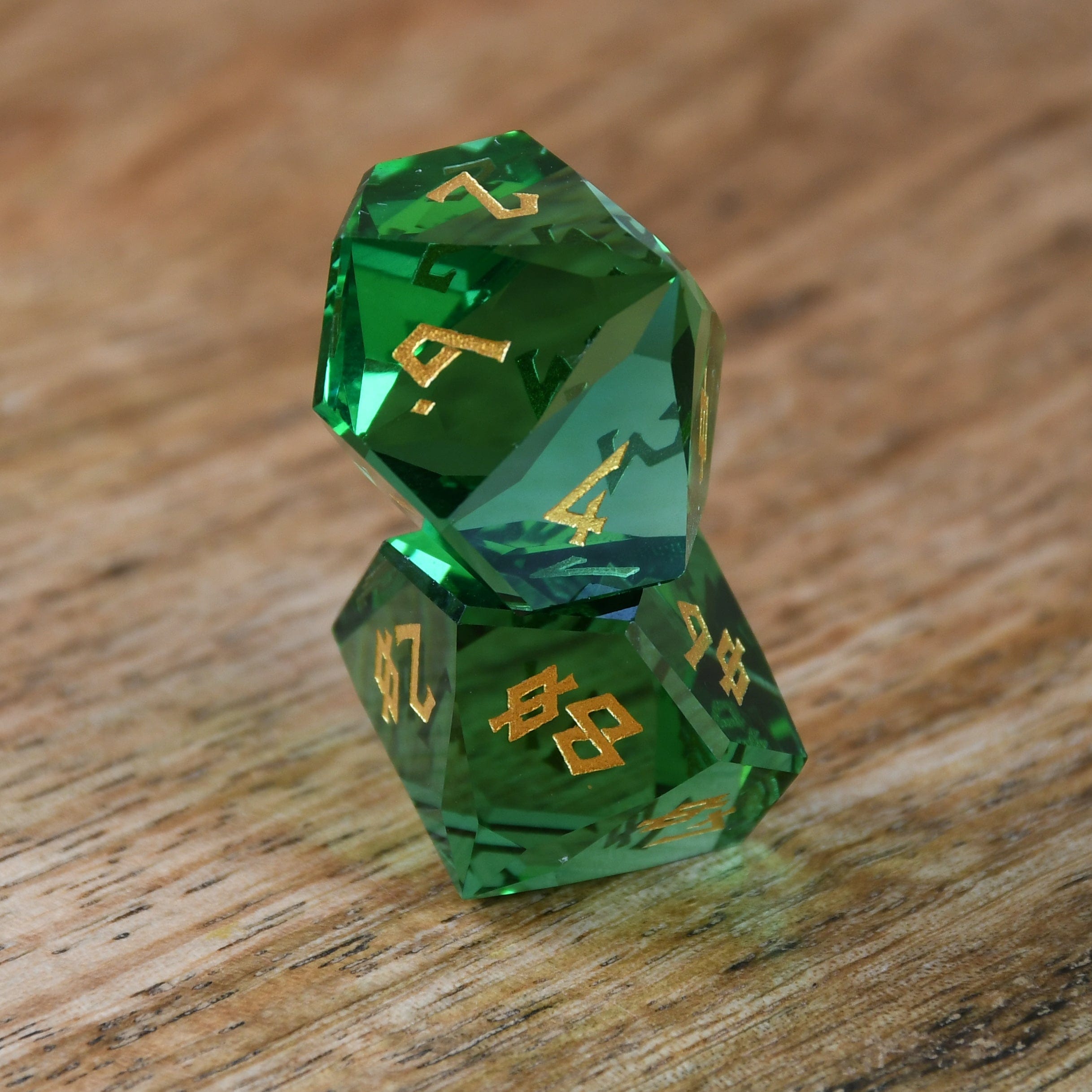 Misty Mountain Gaming Stone/Glass Emerald Multifaceted Glass Dice Set