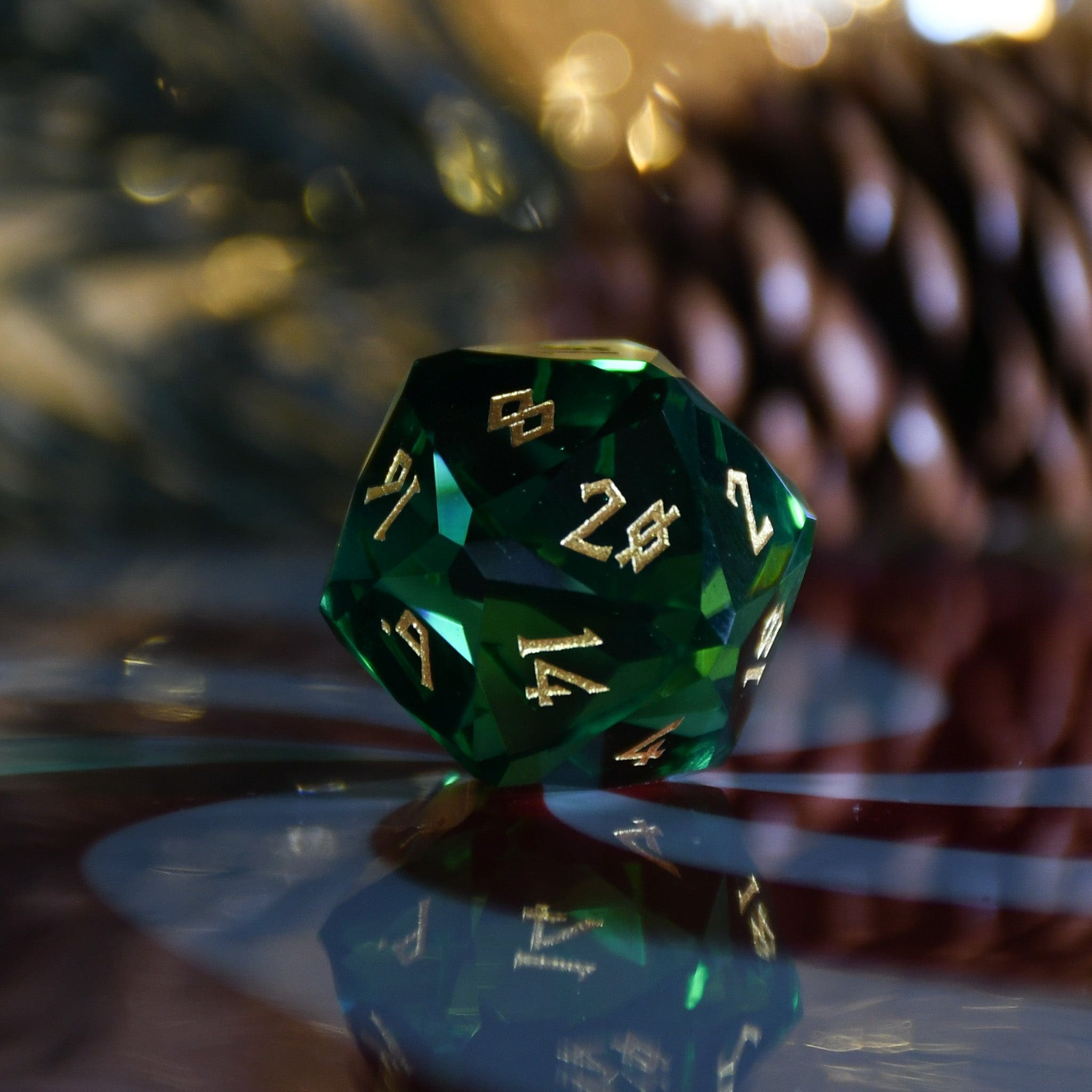 Misty Mountain Gaming Stone/Glass Emerald Multifaceted Glass Dice Set