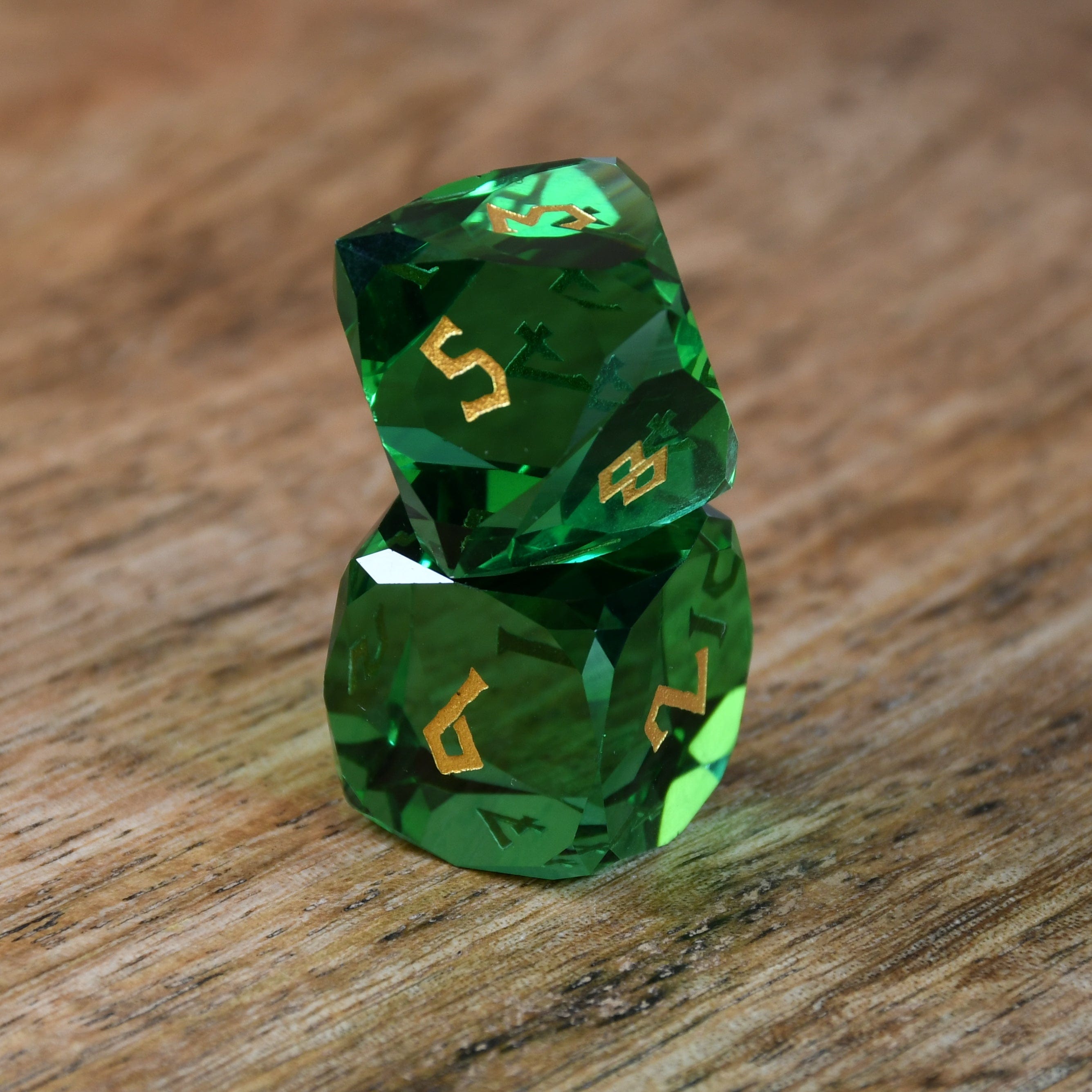 Misty Mountain Gaming Stone/Glass Emerald Multifaceted Glass Dice Set