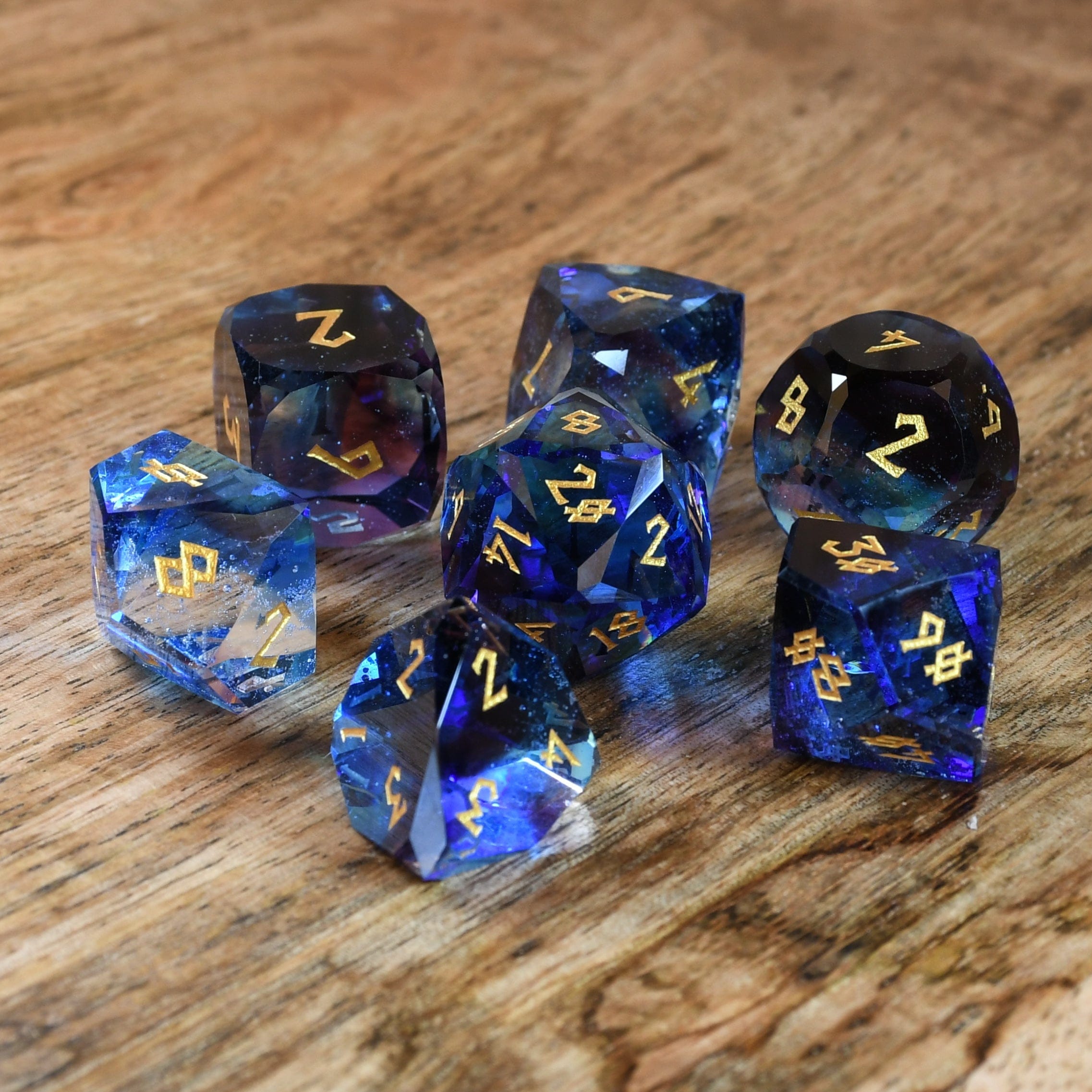 Misty Mountain Gaming Stone/Glass Enchanted Waters Multifaceted Glass Dice Set
