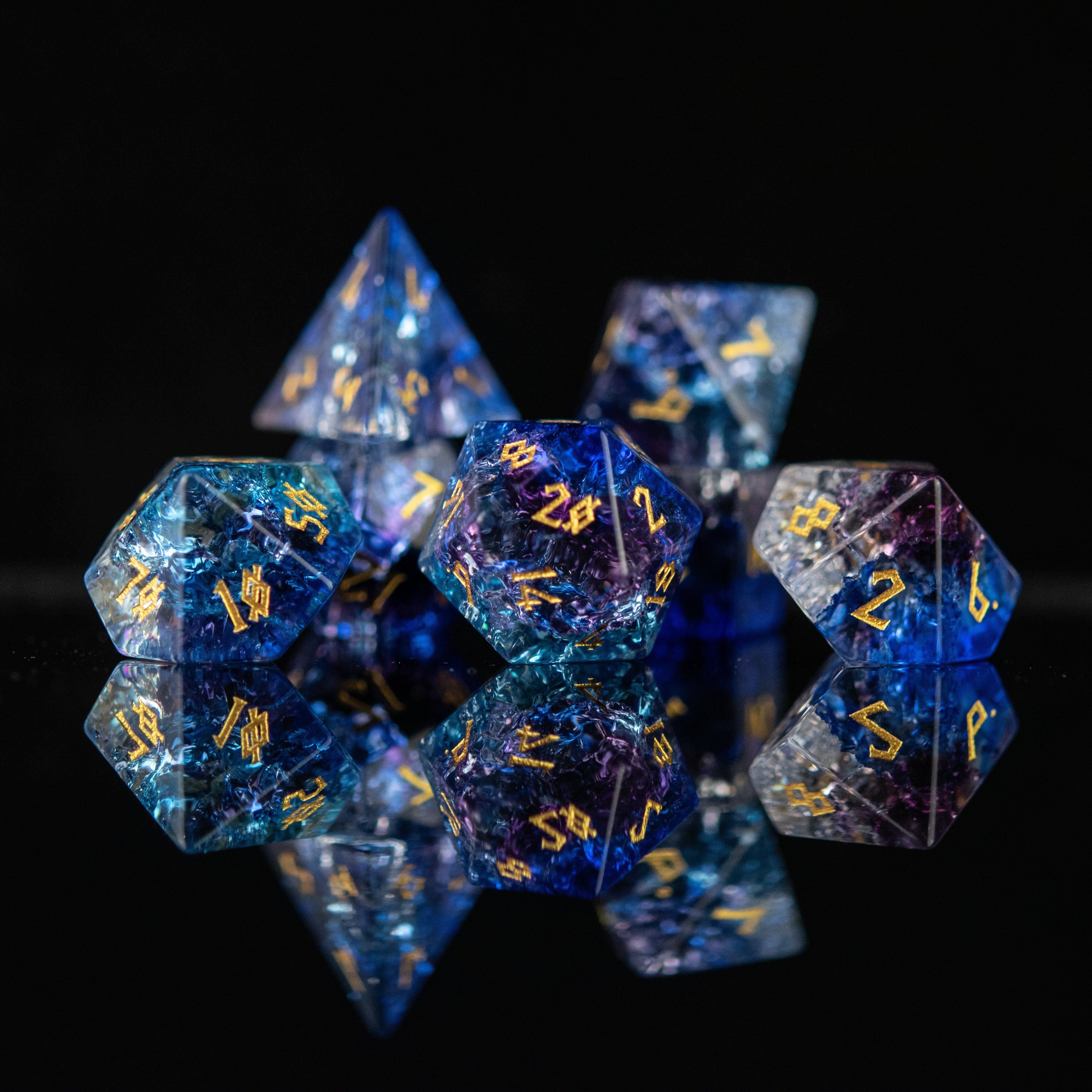 Misty Mountain Gaming Stone/Glass Enchanted Waters Shattered Glass Dice Set