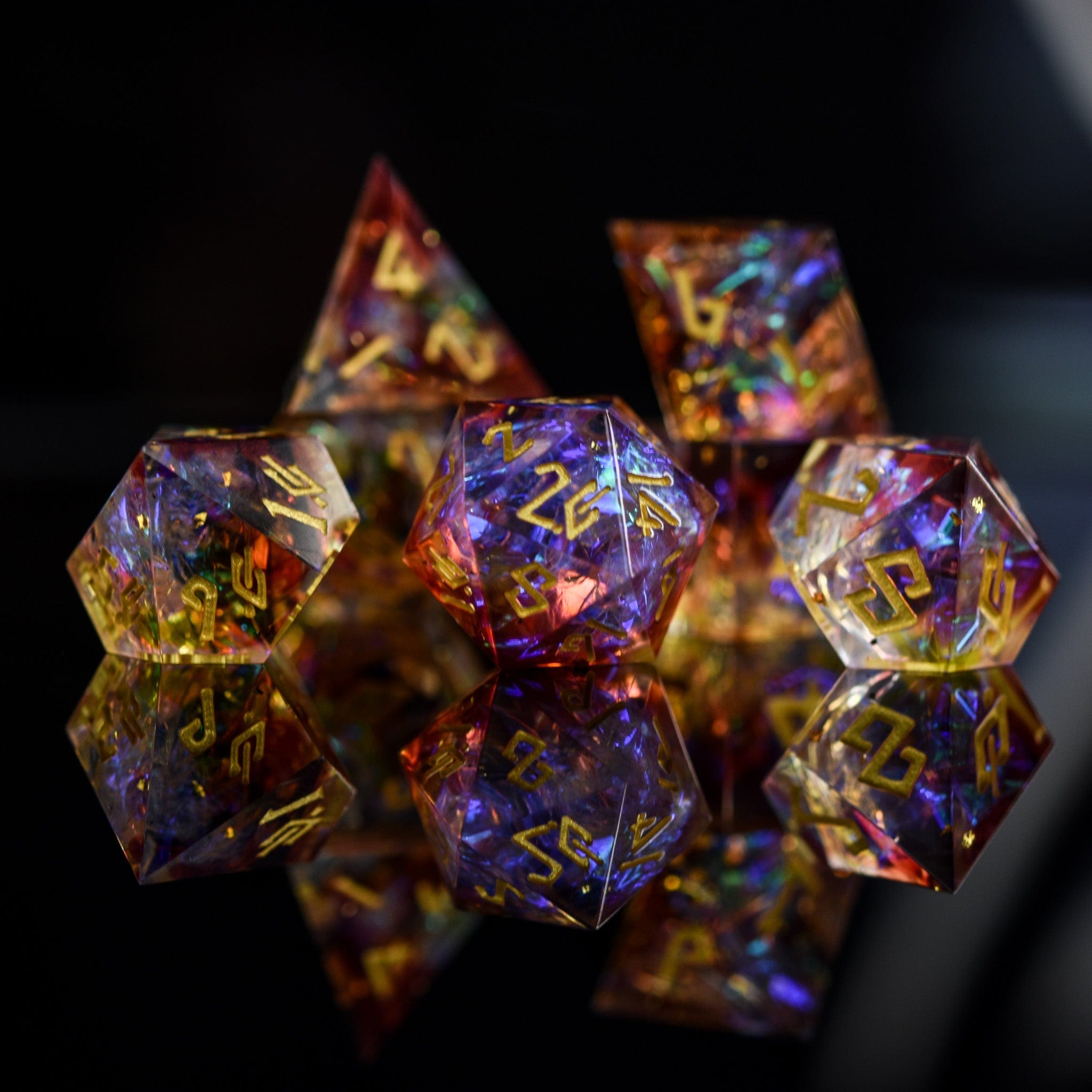 Misty Mountain Gaming Resin Ethereal Light Sharp-Edged Resin Dice Set