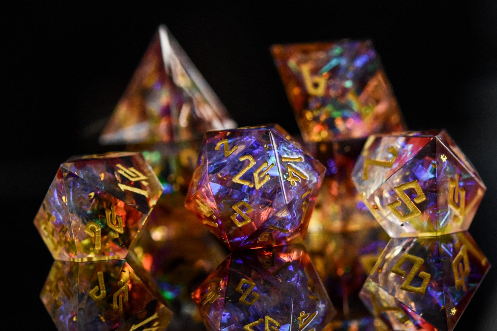 Misty Mountain Gaming Resin Ethereal Light Sharp-Edged Resin Dice Set