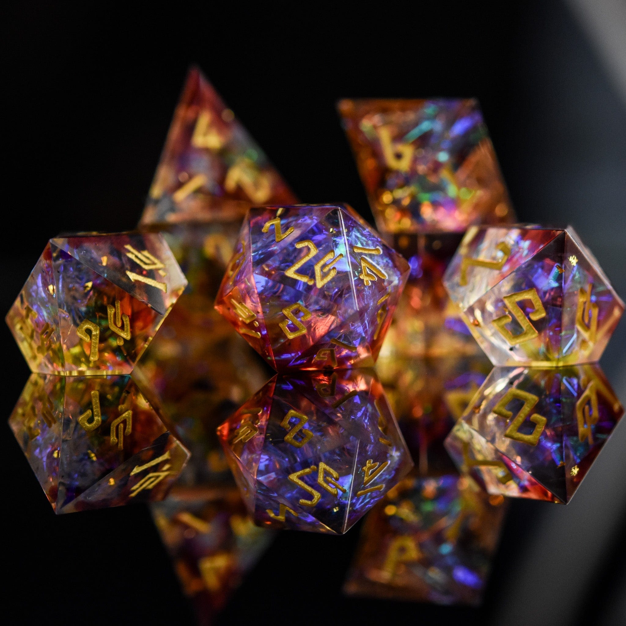 Misty Mountain Gaming Resin Ethereal Light Sharp-Edged Resin Dice Set