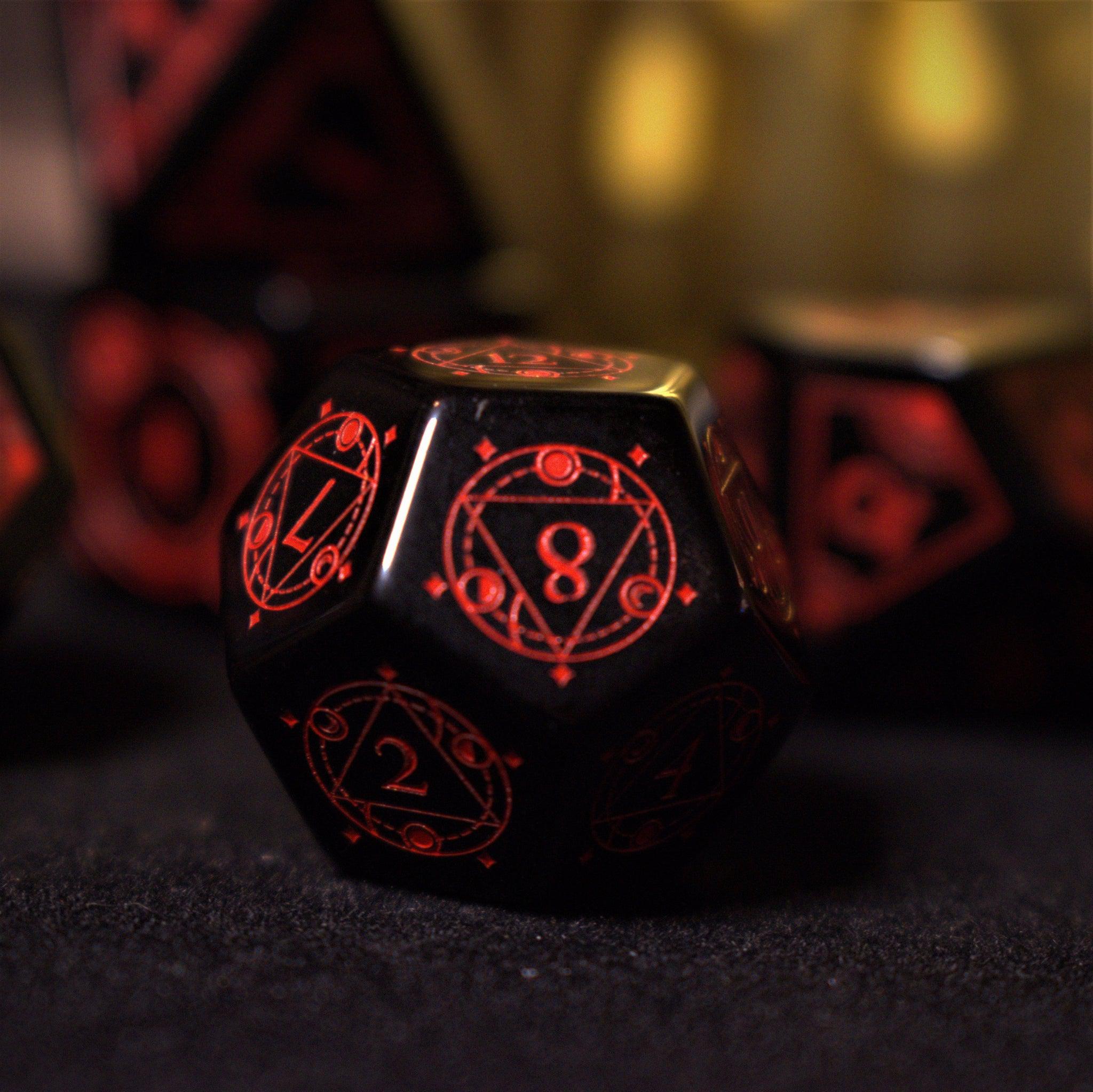 Misty Mountain Gaming Stone/Glass Fabled Mark - Obsidian Stone Dice Set
