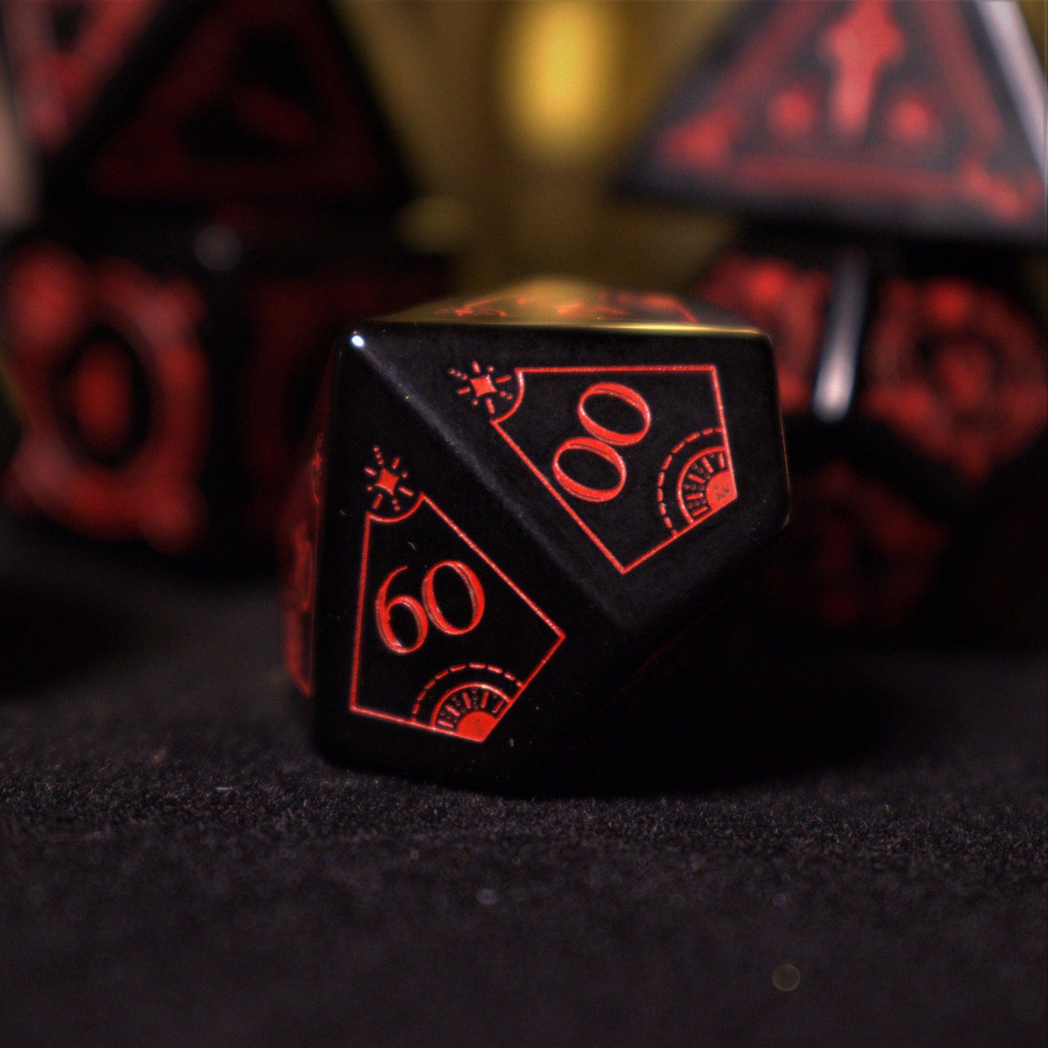 Misty Mountain Gaming Stone/Glass Fabled Mark - Obsidian Stone Dice Set