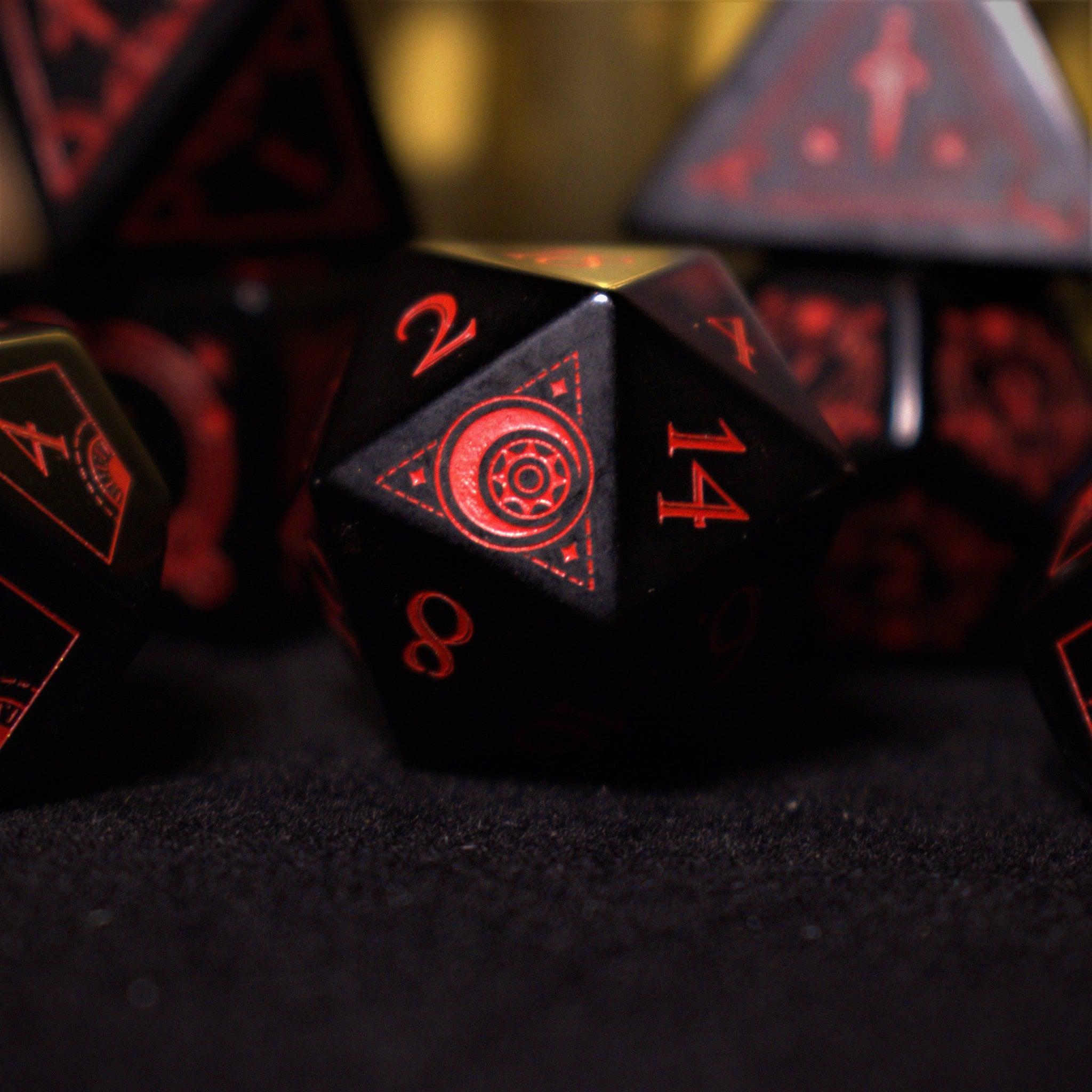 Misty Mountain Gaming Stone/Glass Fabled Mark - Obsidian Stone Dice Set