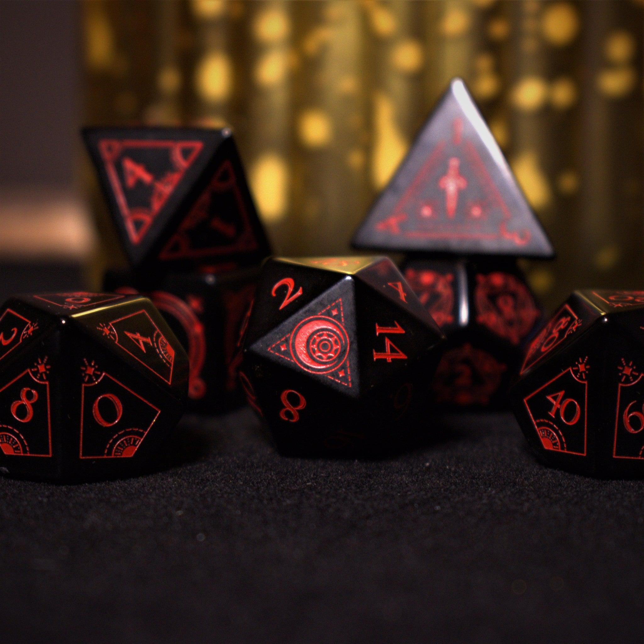 Misty Mountain Gaming Stone/Glass Fabled Mark - Obsidian Stone Dice Set