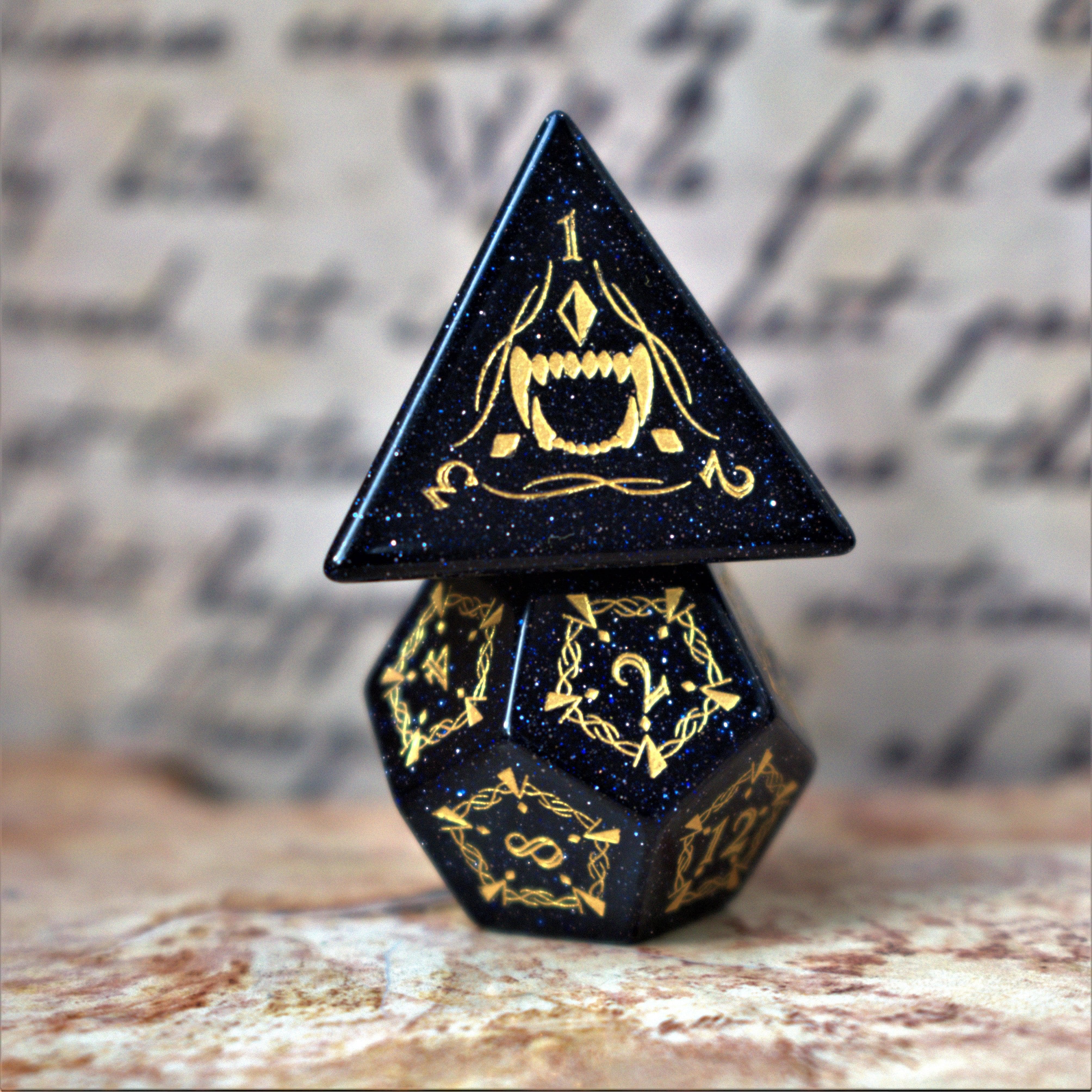 Misty Mountain Gaming Stone/Glass Fangs of Winter Blue Sandstone Stone Dice Set