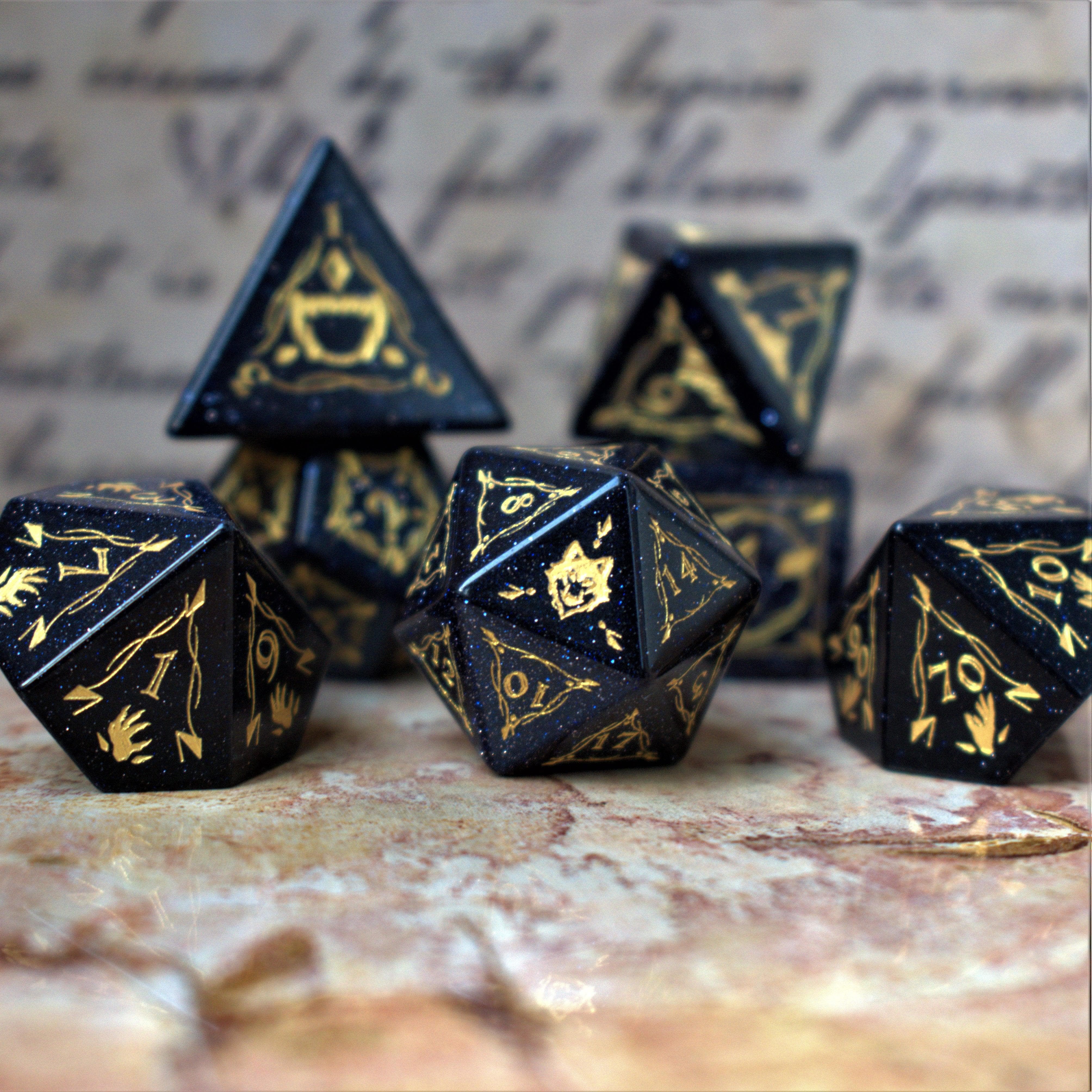 Misty Mountain Gaming Stone/Glass Fangs of Winter Blue Sandstone Stone Dice Set