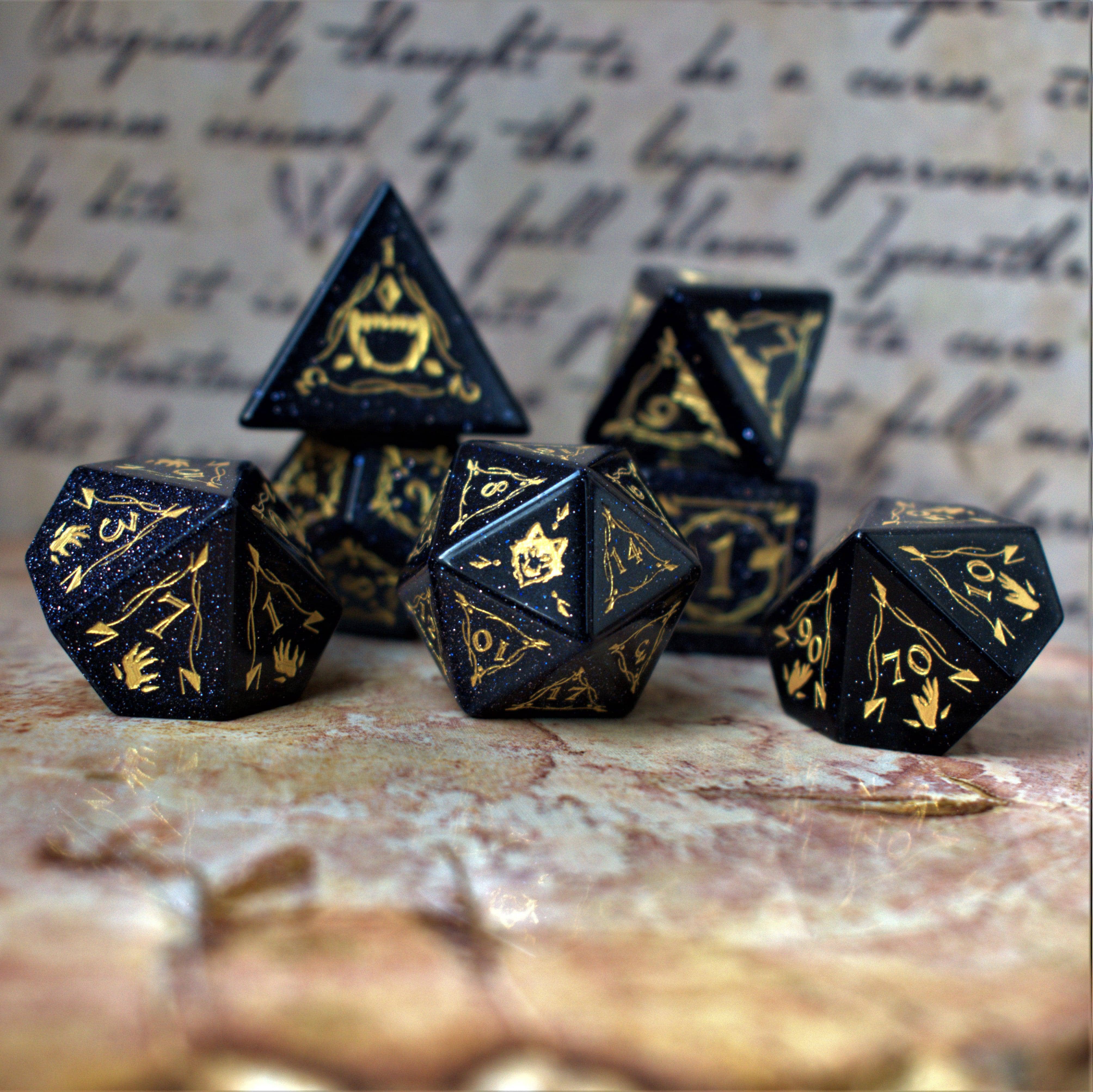 Misty Mountain Gaming Stone/Glass Fangs of Winter Blue Sandstone Stone Dice Set