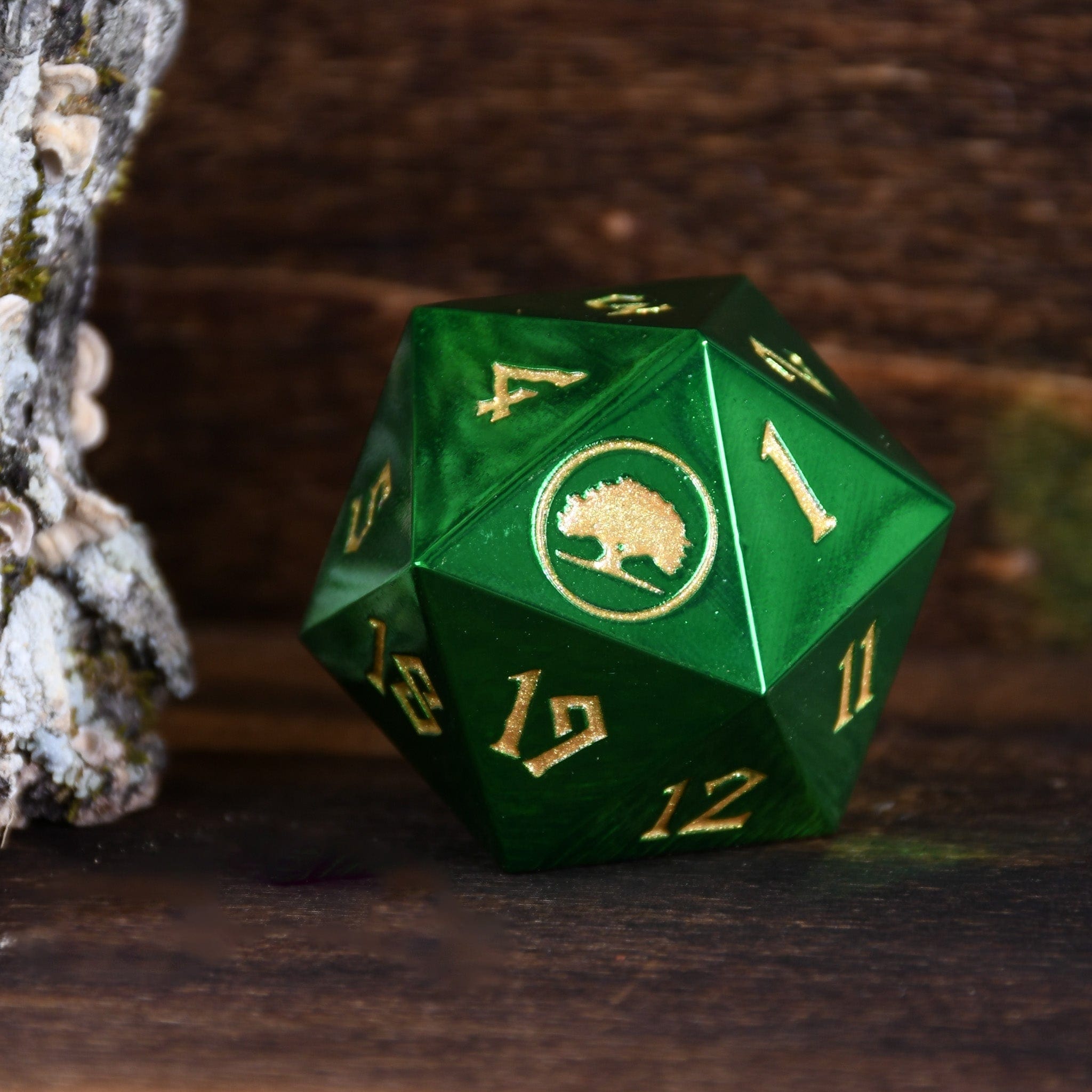 Misty Mountain Gaming Large D20s Forest Mana Spindown Metal D20